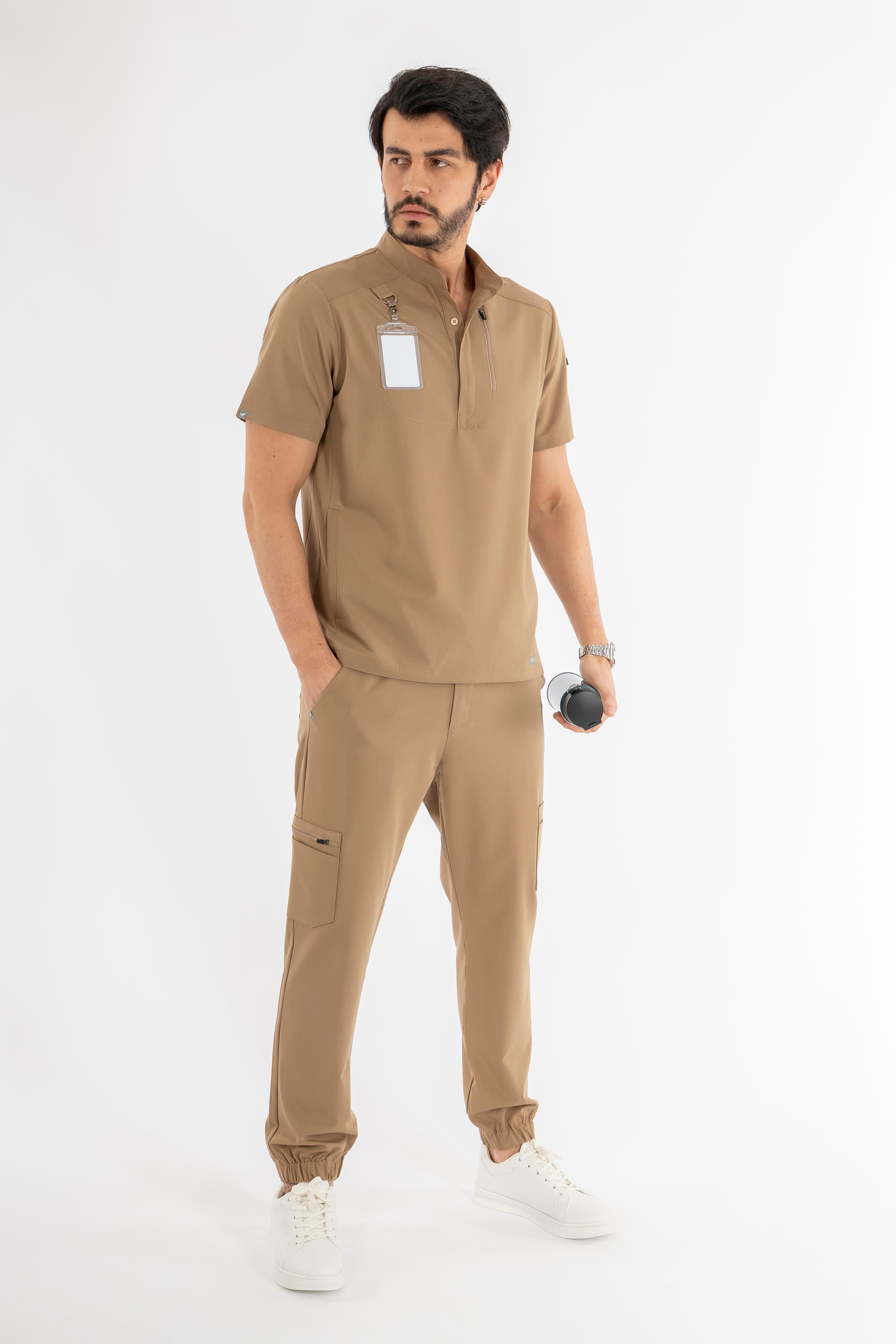 Jogger Piu Vita Bej Alt Erkek Scrubs Cerrahi Forma - Medikal Giyim Uniform
