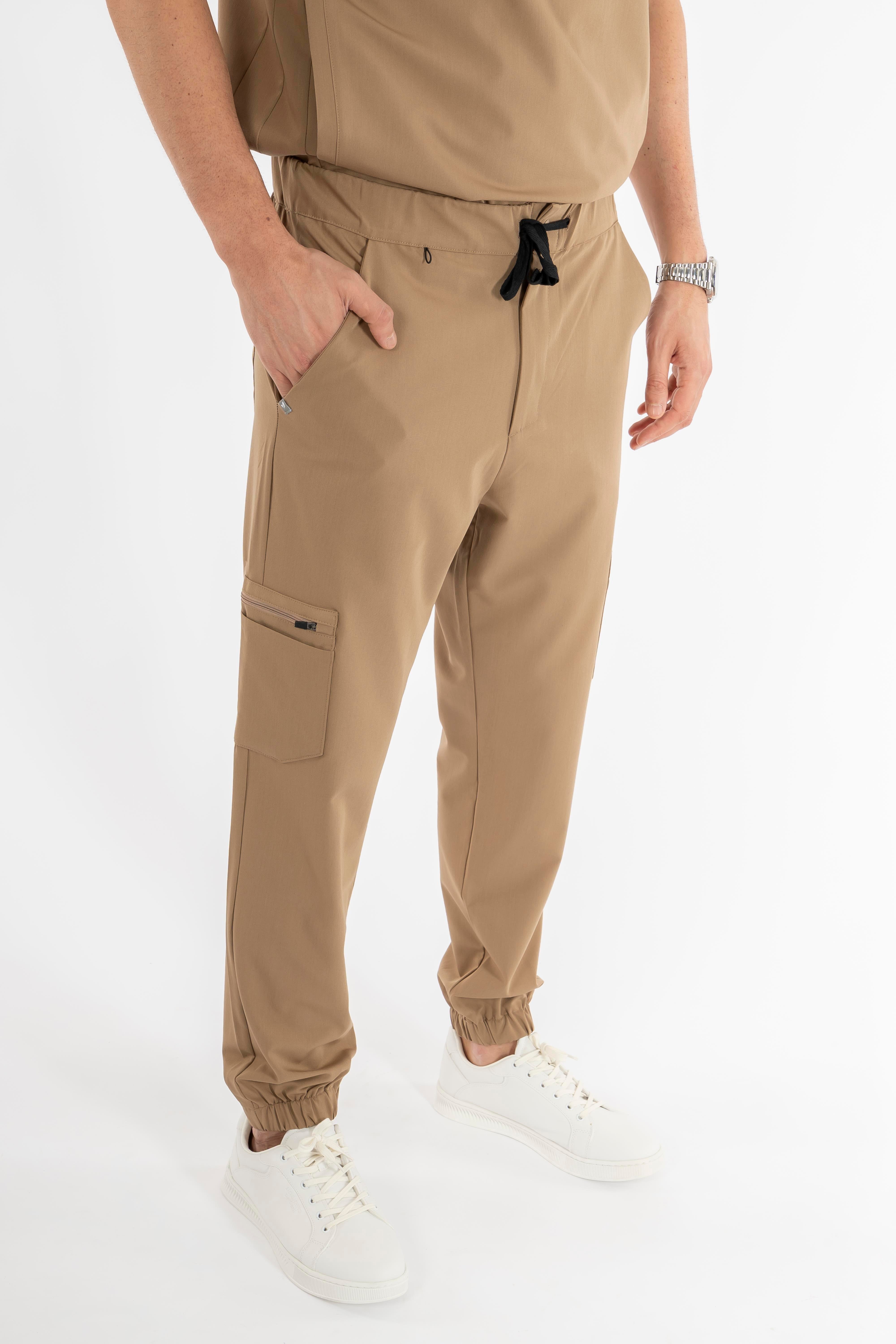 Jogger Piu Vita Bej Alt Erkek Scrubs Cerrahi Forma - Medikal Giyim Uniform