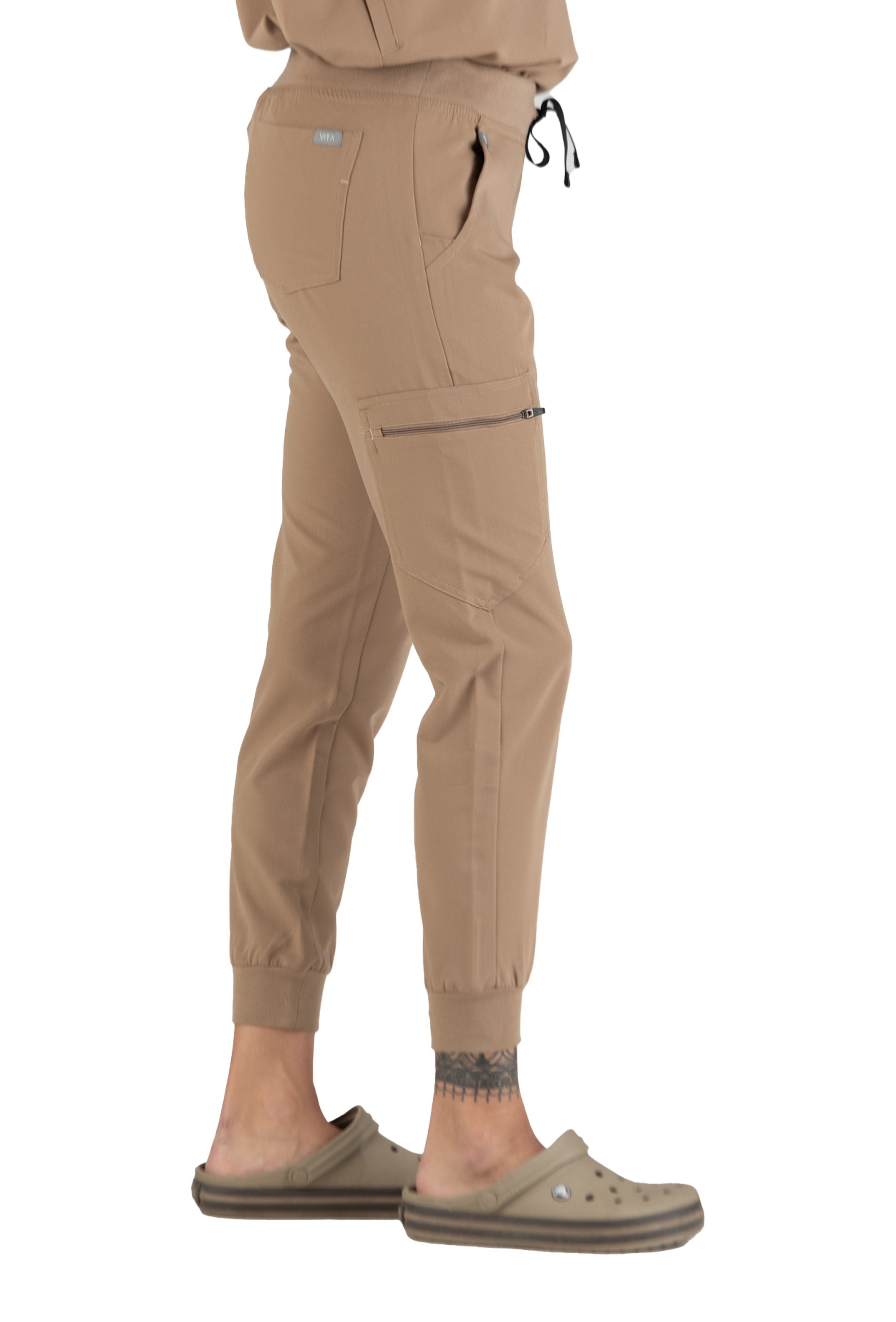 Jogger Vita Bej Alt Kadın Scrubs Cerrahi Forma -Medical Giyim Üniforma