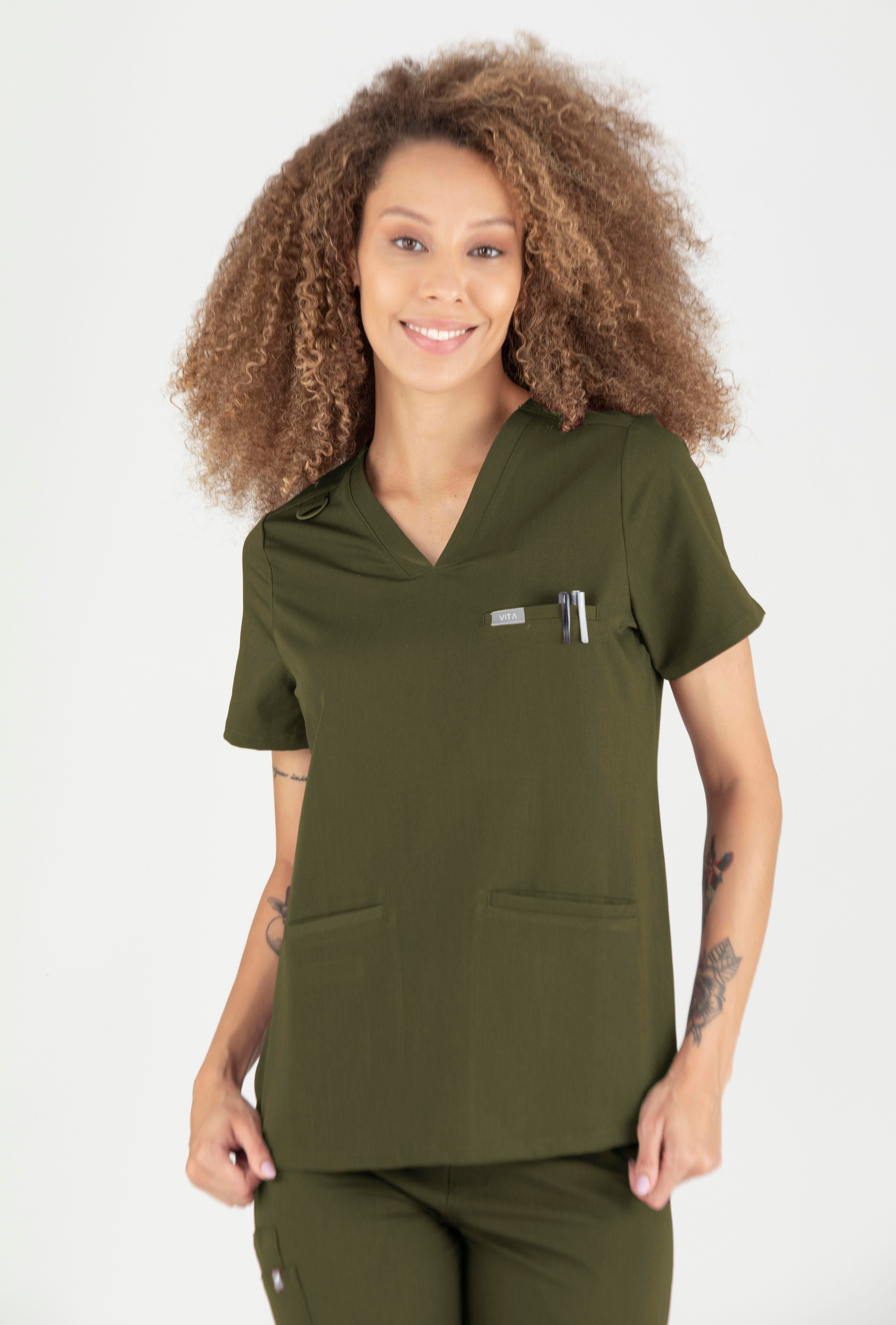 Base Vita Haki Üst Kadın Scrubs Cerrahi Forma - Medikal Giyim Uniform