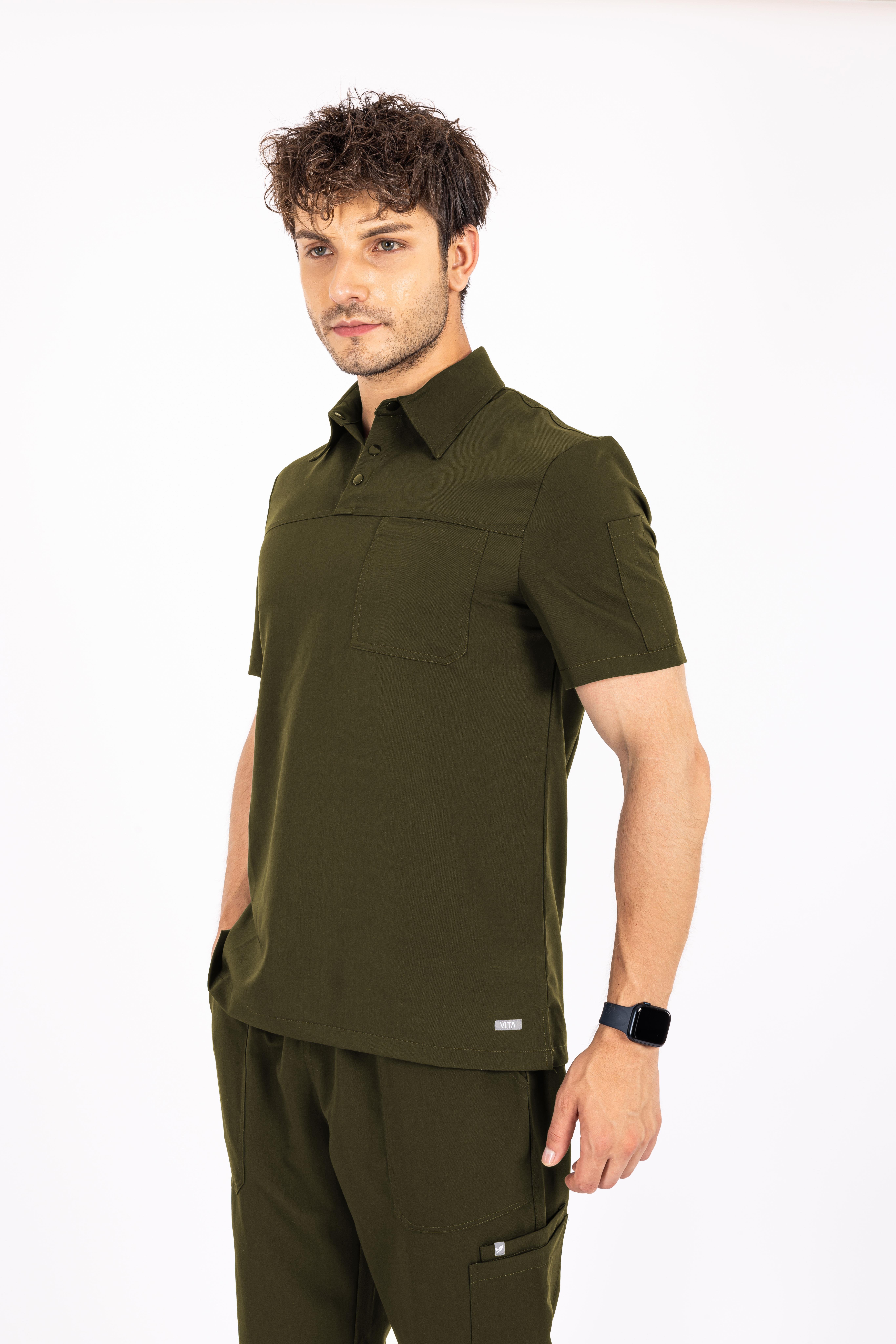 Gusto Vita Haki Üst Erkek Scrubs Cerrahi Forma - Medikal Giyim Uniform