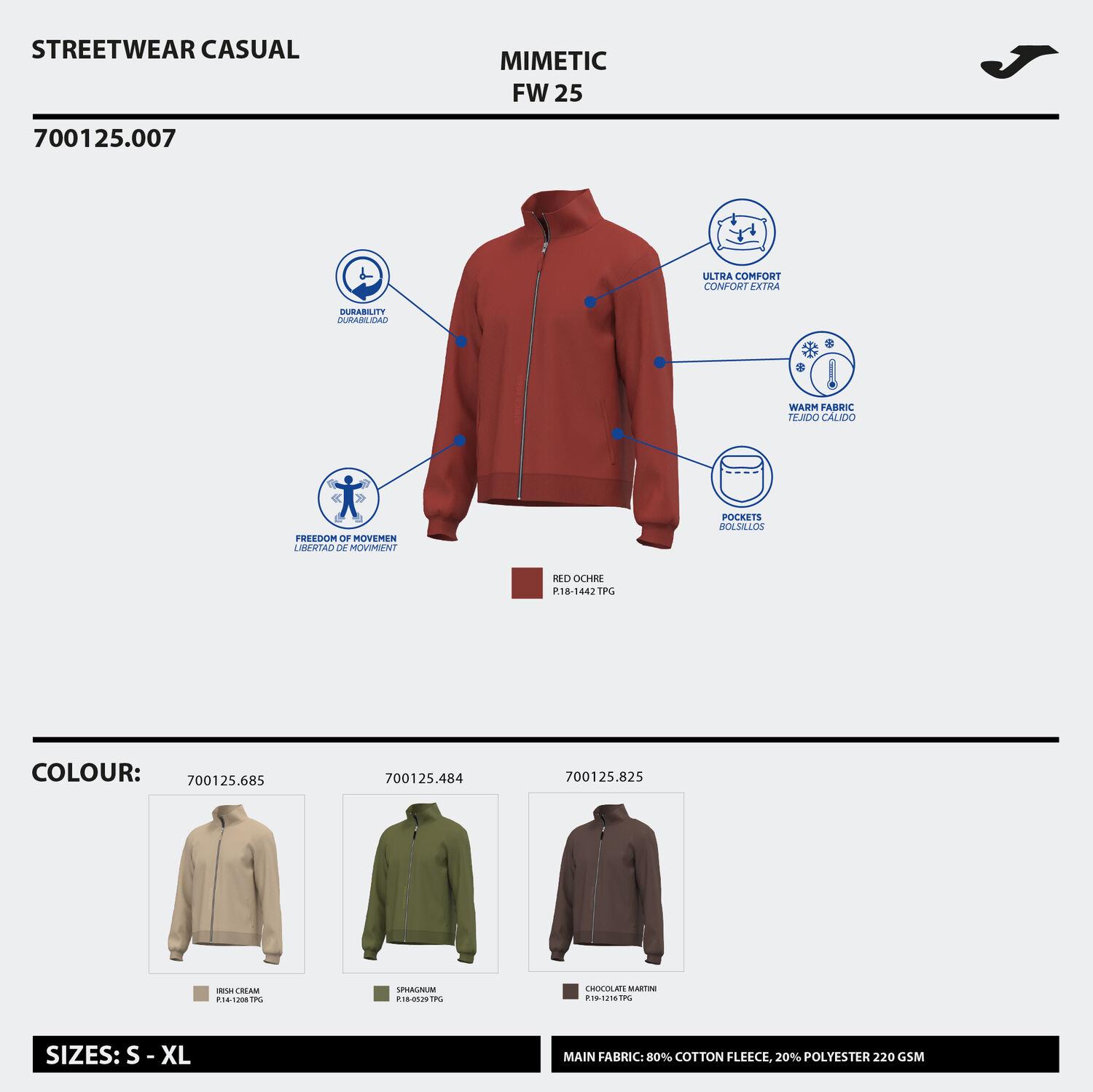 Joma 700125.100 Mimetic Full Zip Unisex Sweatshirt