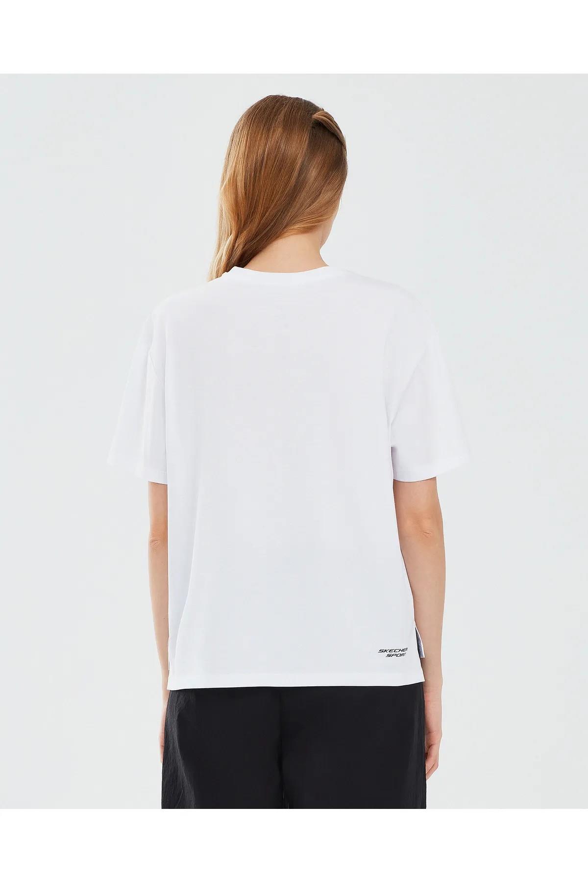 Skechers S241011-100 Graphic W Sleeve Kadın Spor Tişört
