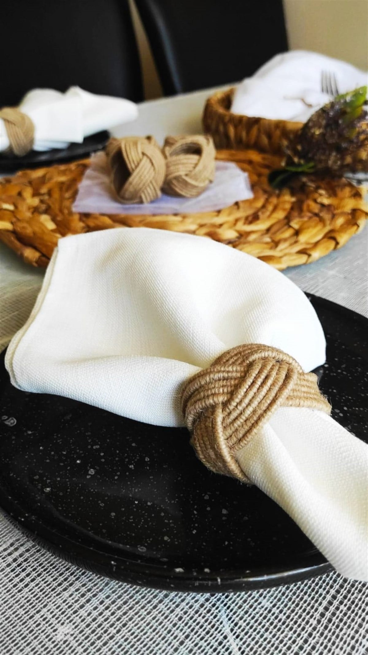 Jüt Peçete Yüzük Halkası Burgulu Model Naturel Renk