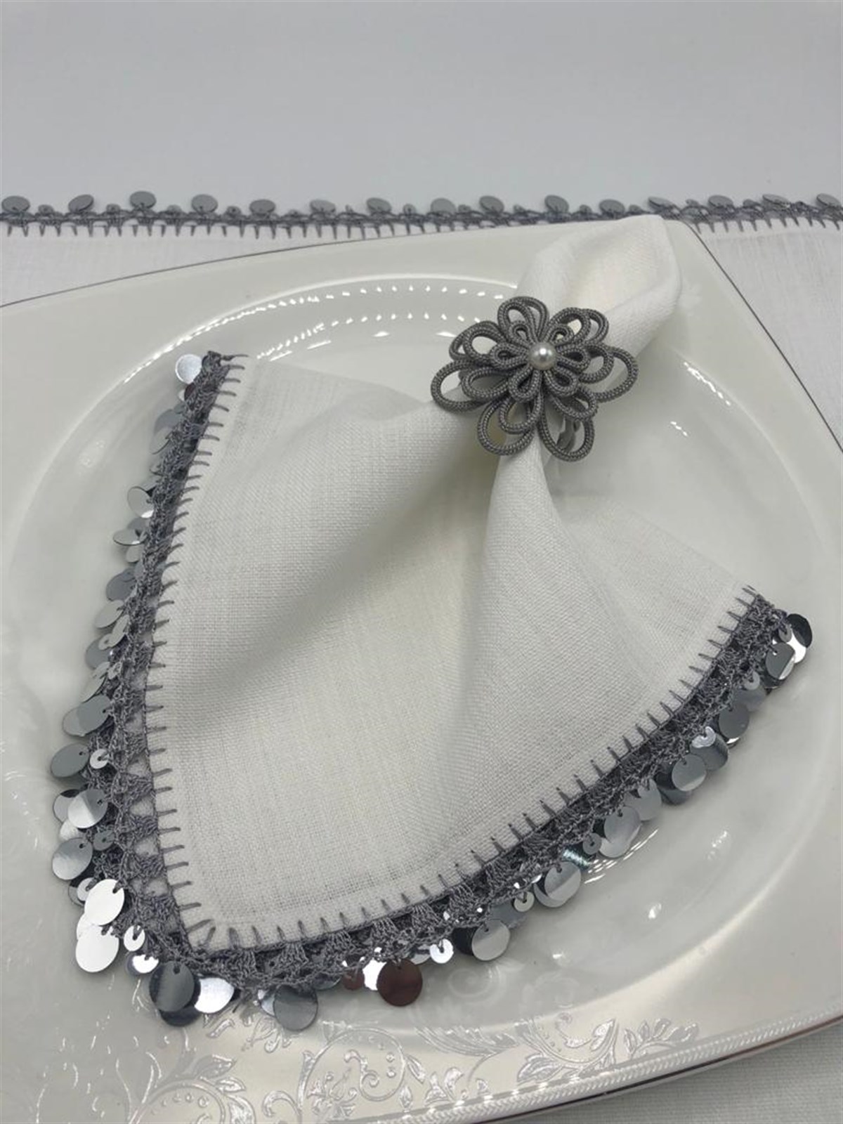 Peçete Yüzük Halkası Papatya Model Füme Renk