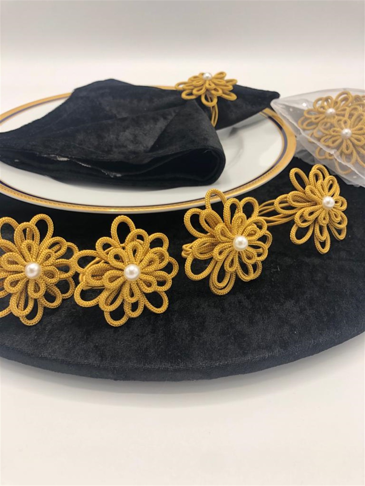 Peçete Yüzük Halkası Papatya Model Gold Renk