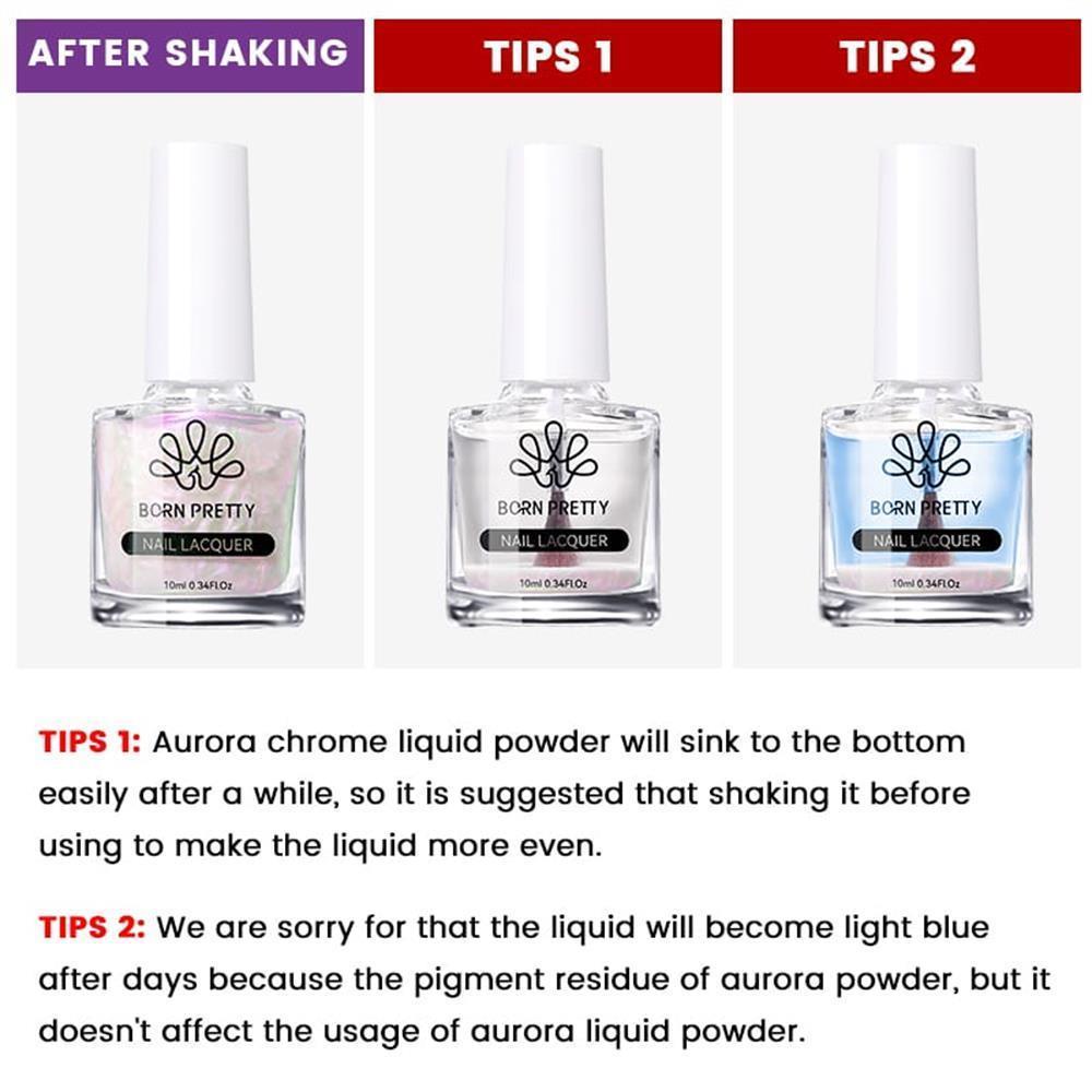 BORN PRETTY 10ML AURORA CROME LIQUID POWDER (SIVI KROM AYNA İNCİ TOZU ) AP001