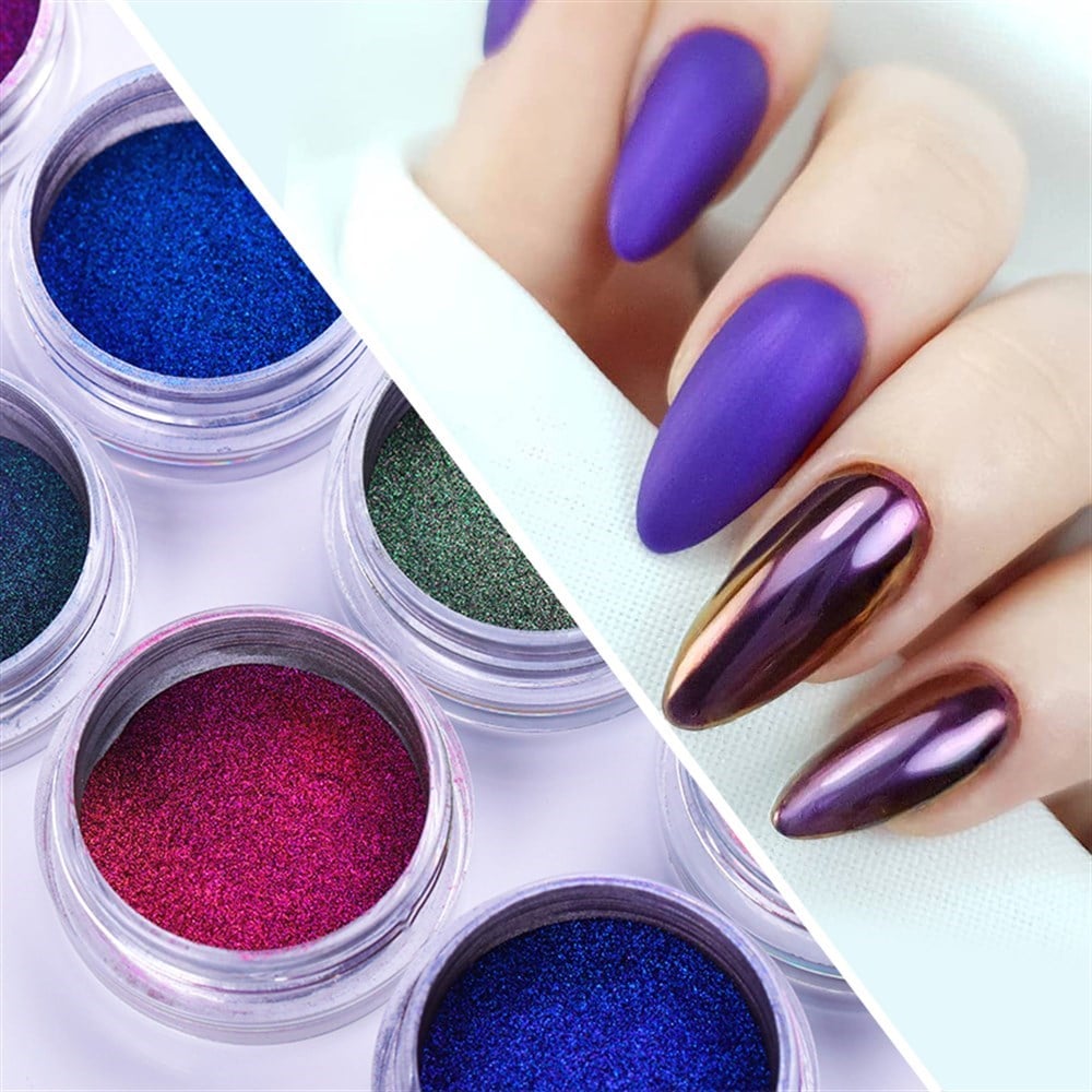 Born Pretty Chameleon Acrylic Crome Mirror Nail Powder (Bukalemun Krom tozu) 01) 15