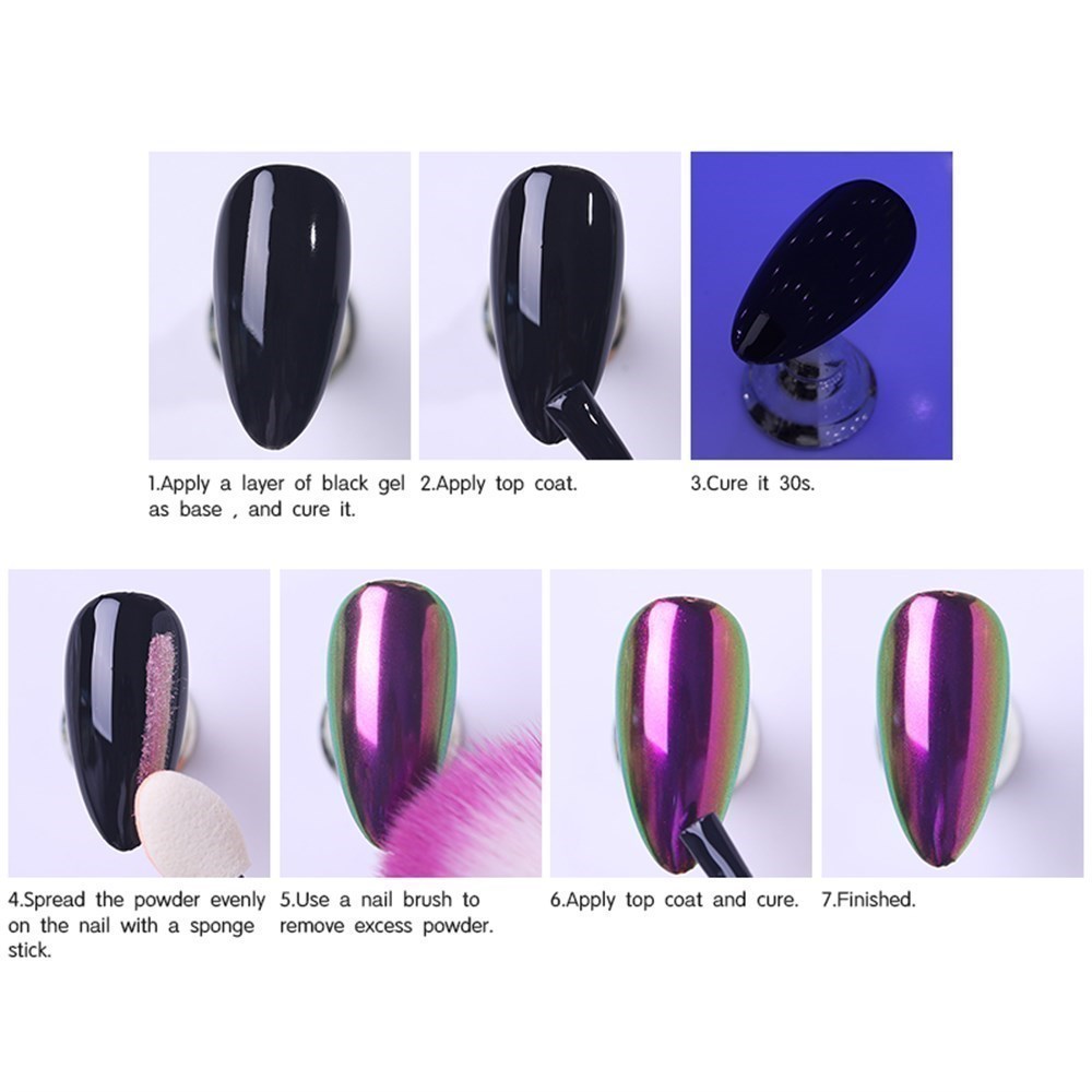 Born Pretty Chameleon Acrylic Crome Mirror Nail Powder (Bukalemun Krom tozu) 01) 15