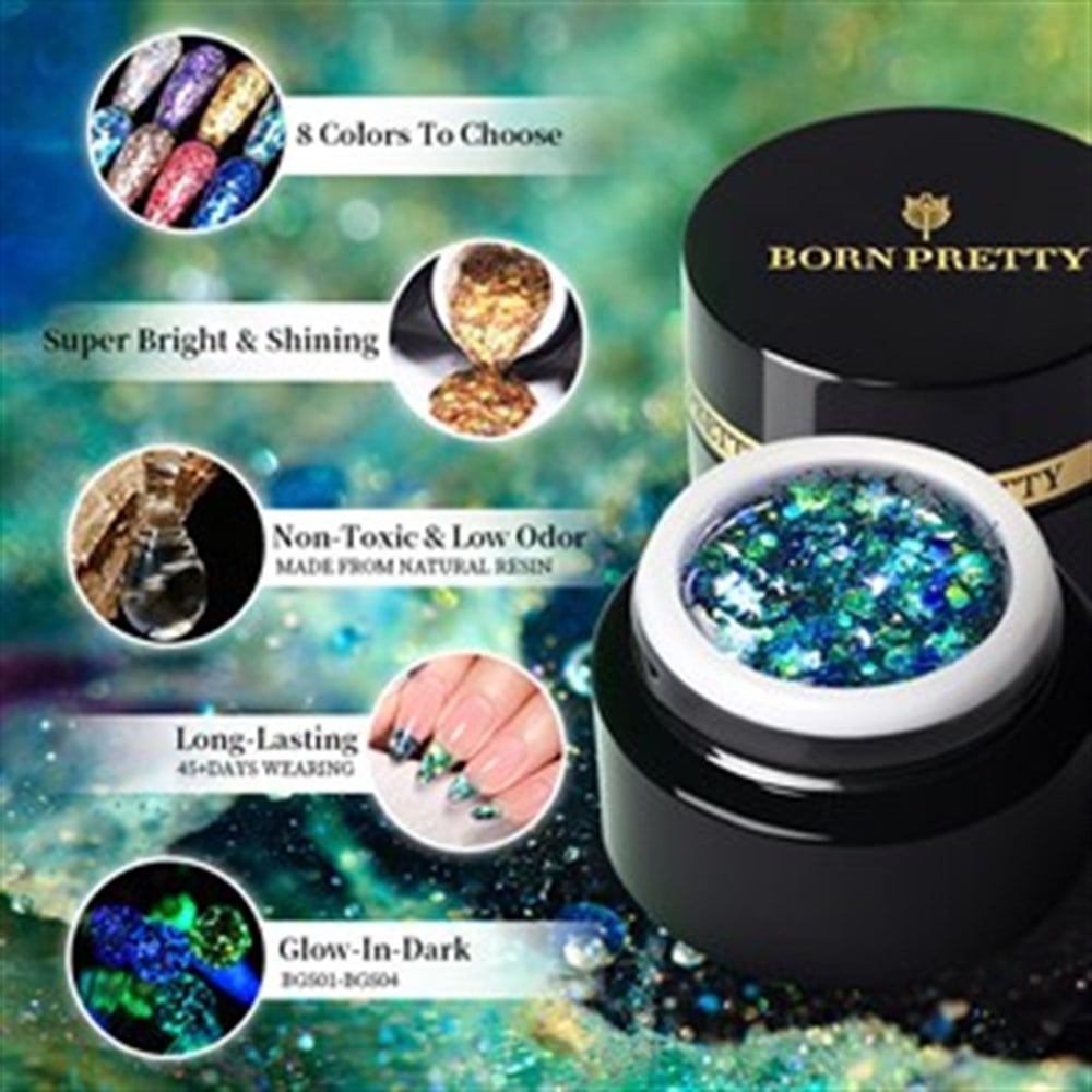 BORN PRETTY KARANLIKTA PARLAYAN SİMLİ PULLU JEL 01