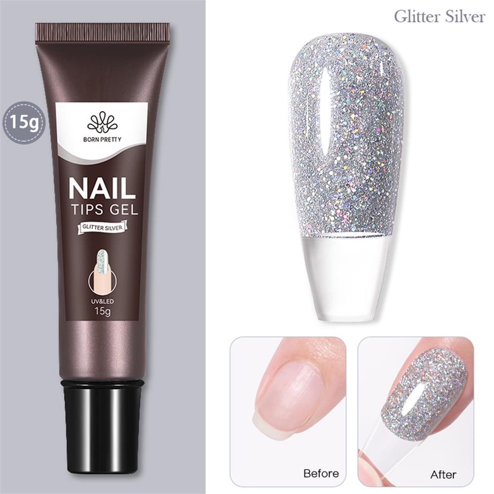 BORN PRETTY PRO SOLID TIPS YAPIŞTIRICISI JELLY NUDE COLORS (TÜP FORM ) 15GR GLITTER SILVER