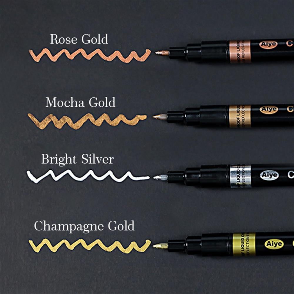 METALLIC GRAFFITY PEN Hızlı Kuruyan Suya Dayanıklı Metalik Nail Art Çizim Kalemi( METALİK TIRNAK DEKORASYON ÇİZİM KALEMİ  