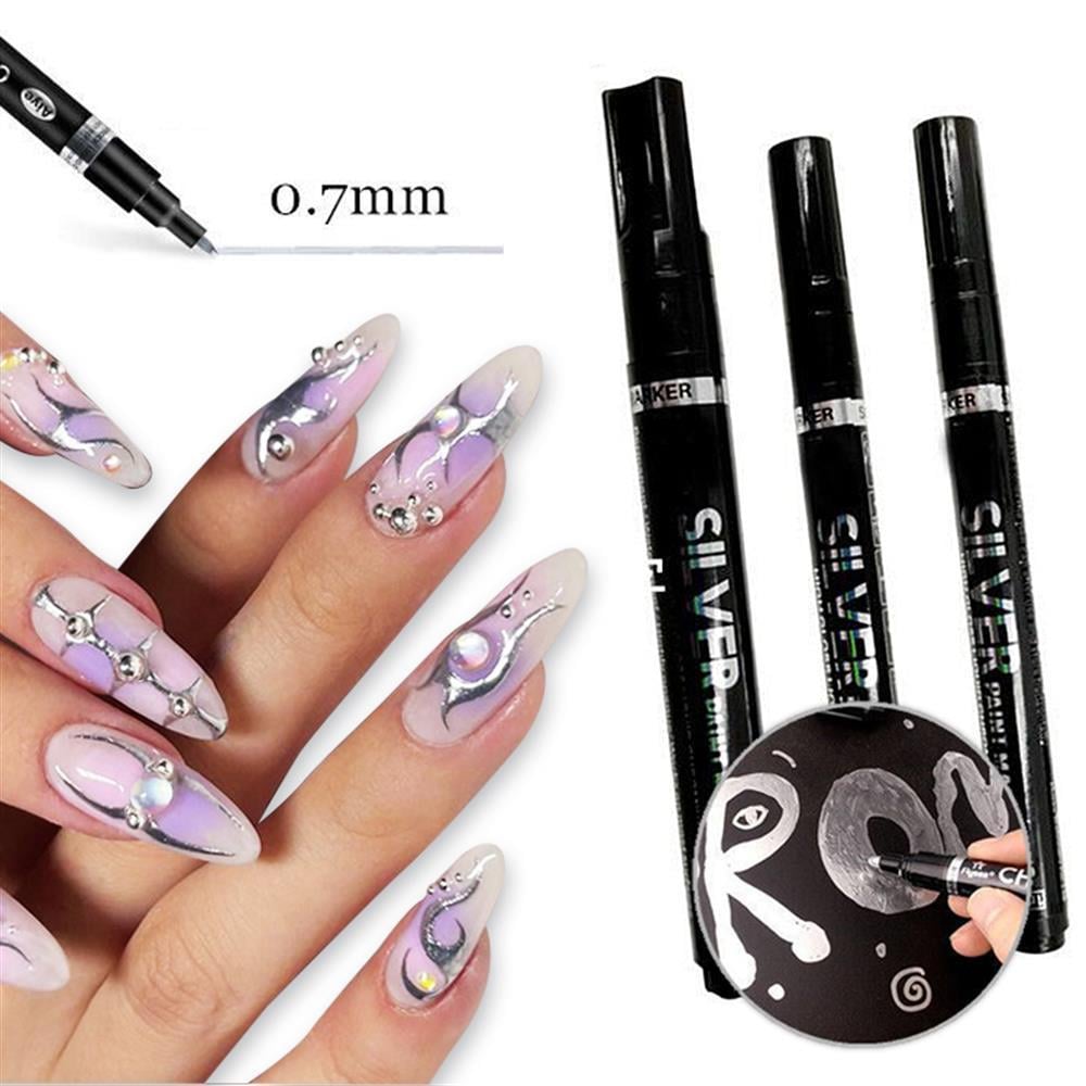 METALLIC GRAFFITY PEN Hızlı Kuruyan Suya Dayanıklı Metalik Nail Art Çizim Kalemi( METALİK TIRNAK DEKORASYON ÇİZİM KALEMİ  