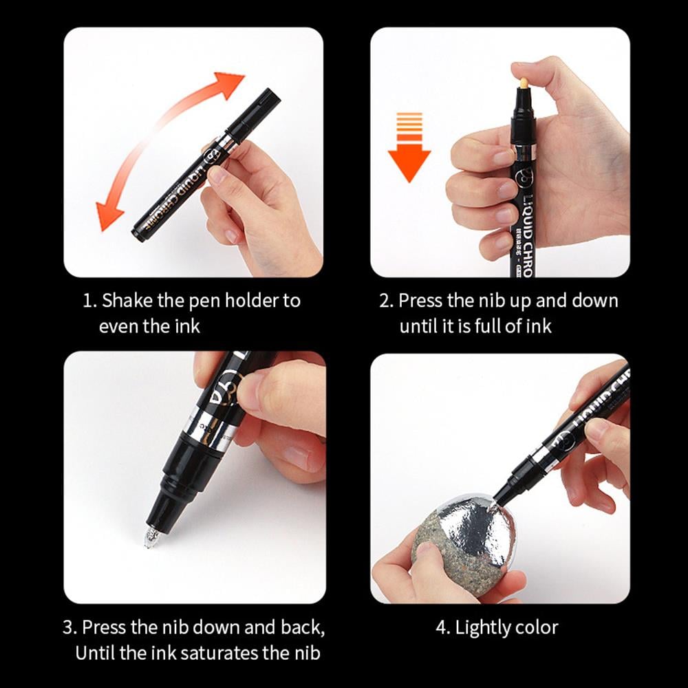 METALLIC GRAFFITY PEN Hızlı Kuruyan Suya Dayanıklı Metalik Nail Art Çizim Kalemi( METALİK TIRNAK DEKORASYON ÇİZİM KALEMİ  