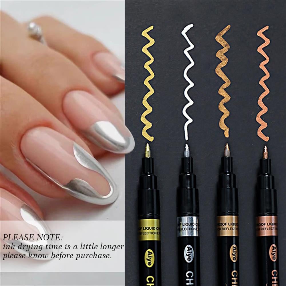 METALLIC GRAFFITY PEN Hızlı Kuruyan Suya Dayanıklı Metalik Nail Art Çizim Kalemi( METALİK TIRNAK DEKORASYON ÇİZİM KALEMİ  