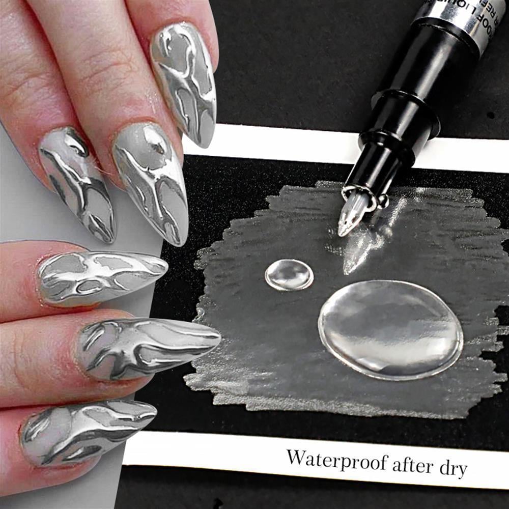 METALLIC GRAFFITY PEN Hızlı Kuruyan Suya Dayanıklı Metalik Nail Art Çizim Kalemi( METALİK TIRNAK DEKORASYON ÇİZİM KALEMİ  