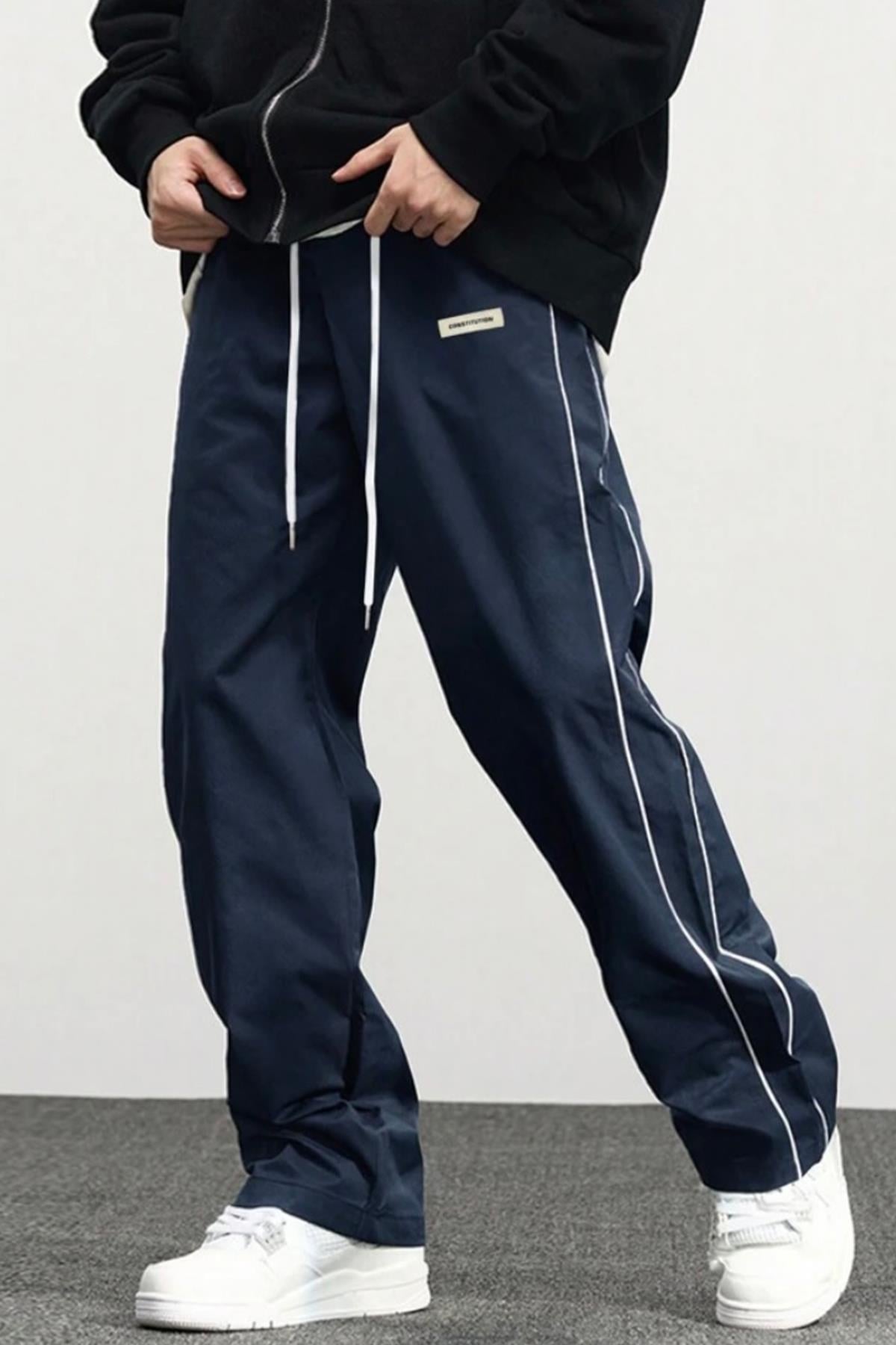 Lavcivert Paraşüt Kumaş Yarım Oversize Eşofman Altı - www.northlondon.com.tr