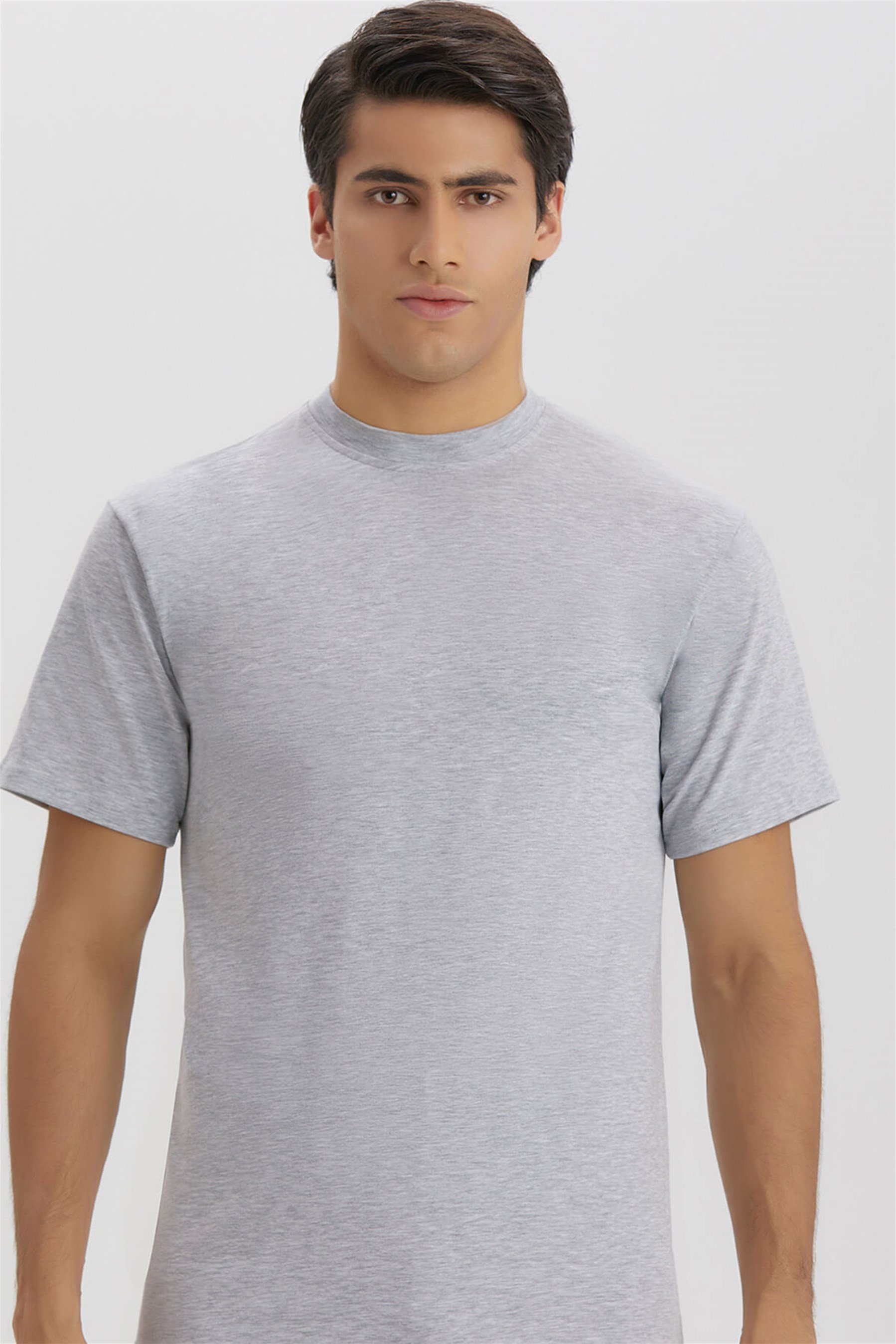 1004-20 Baykar 0 Yaka Tekli Ambalaj Gri