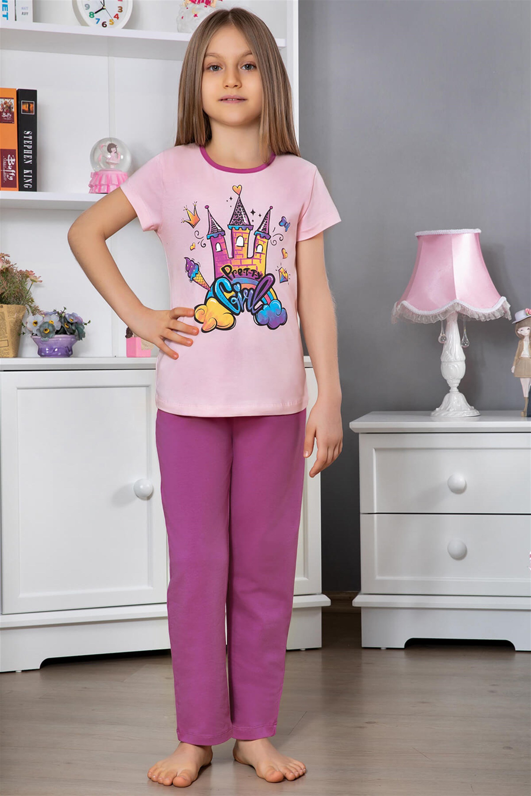 9109-148 Baykar Kız Çocuk Pıjama Takım Açık Pembe