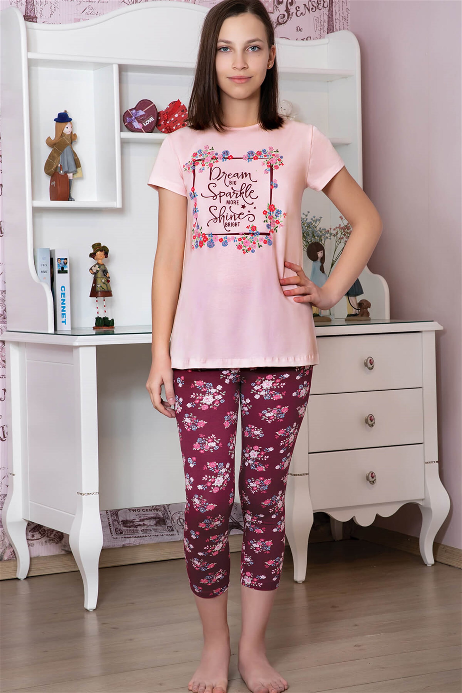 9118-248 Baykar Kız Çocuk Tayt Takım Bordo