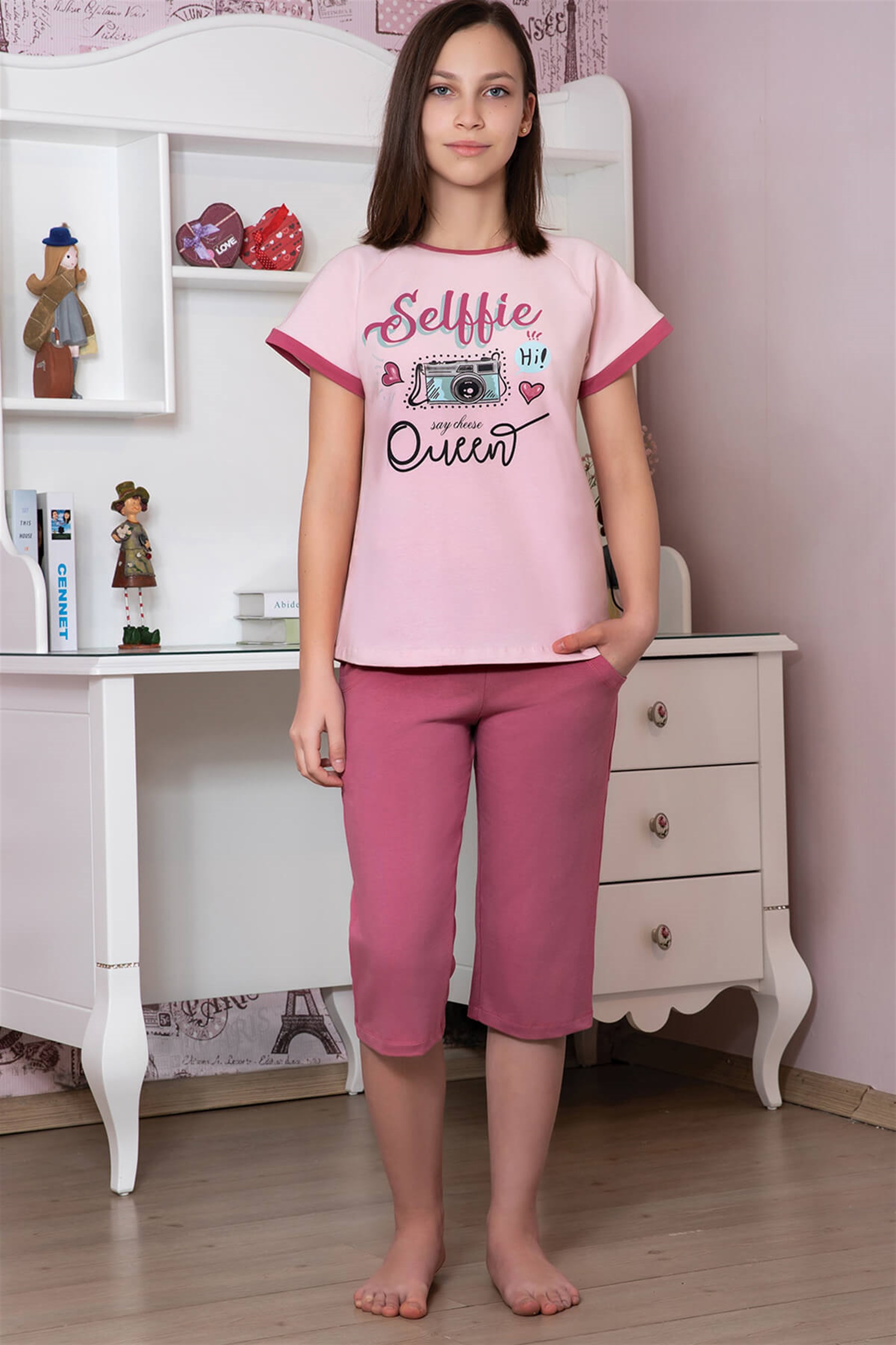 9119-253 Baykar Kız Kaprı Takım Pembe