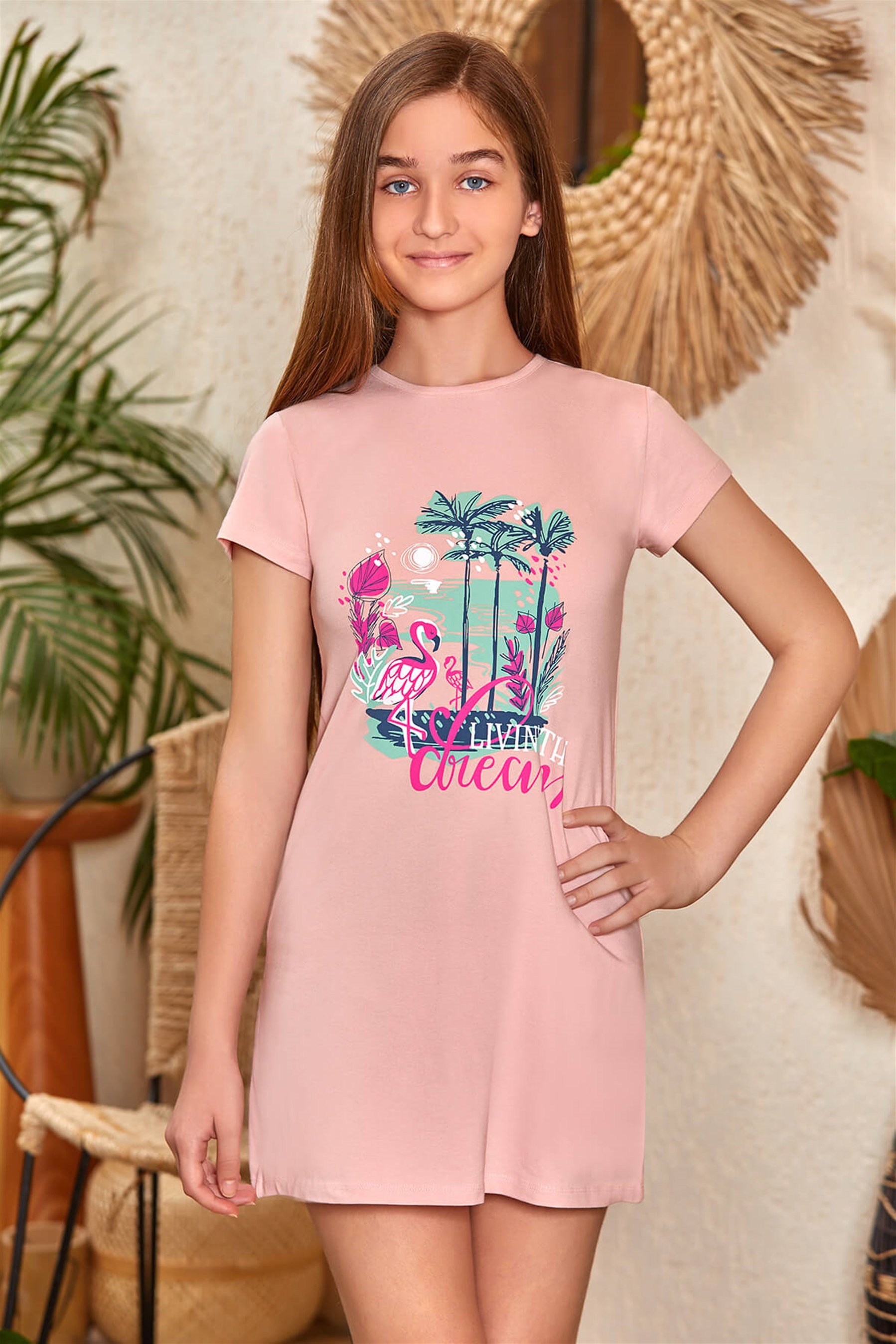 9122-515 Baykar Kız Çocuk Elbıse Pembe