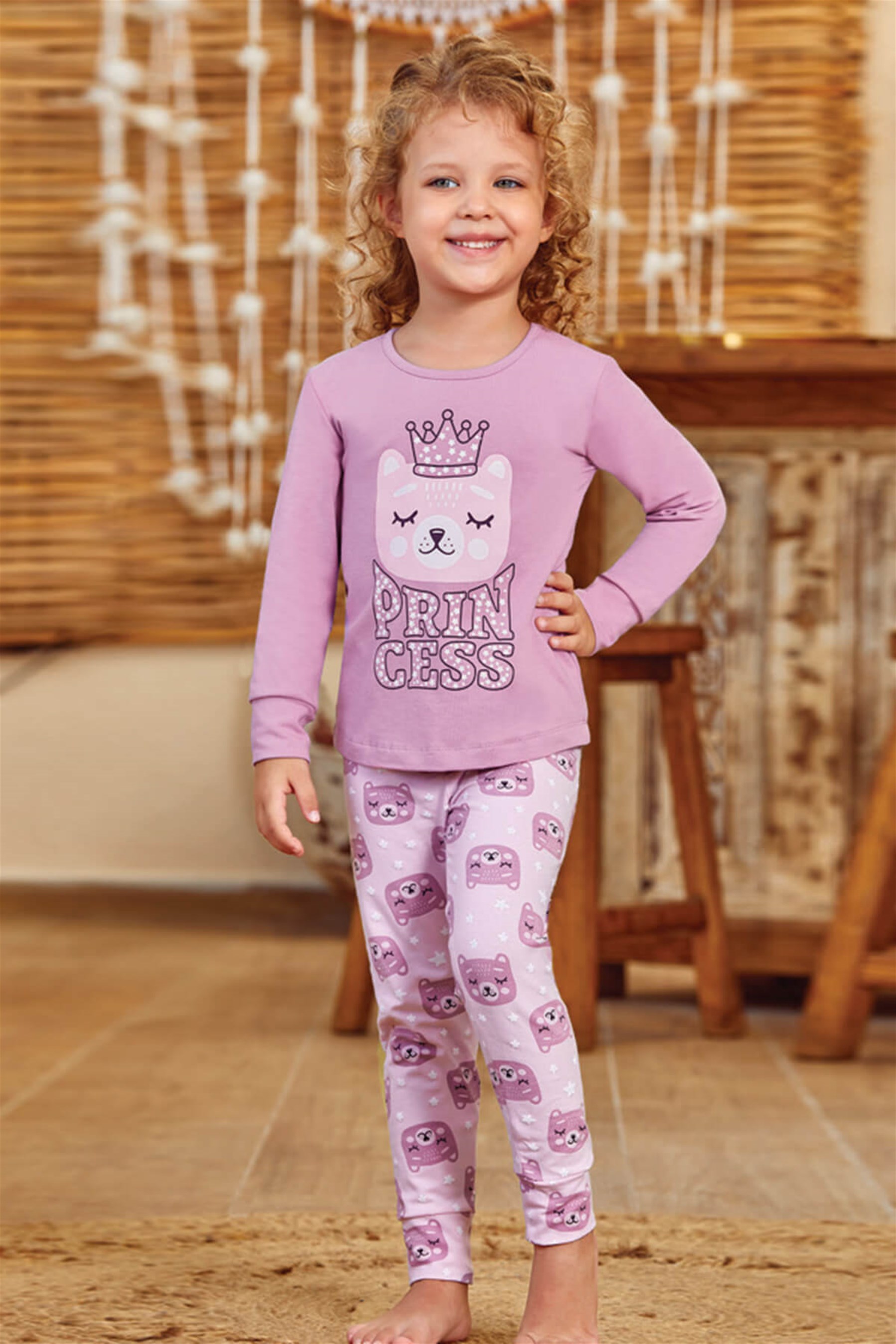 9135 Kız Çocuk Pijama Takımı Lila