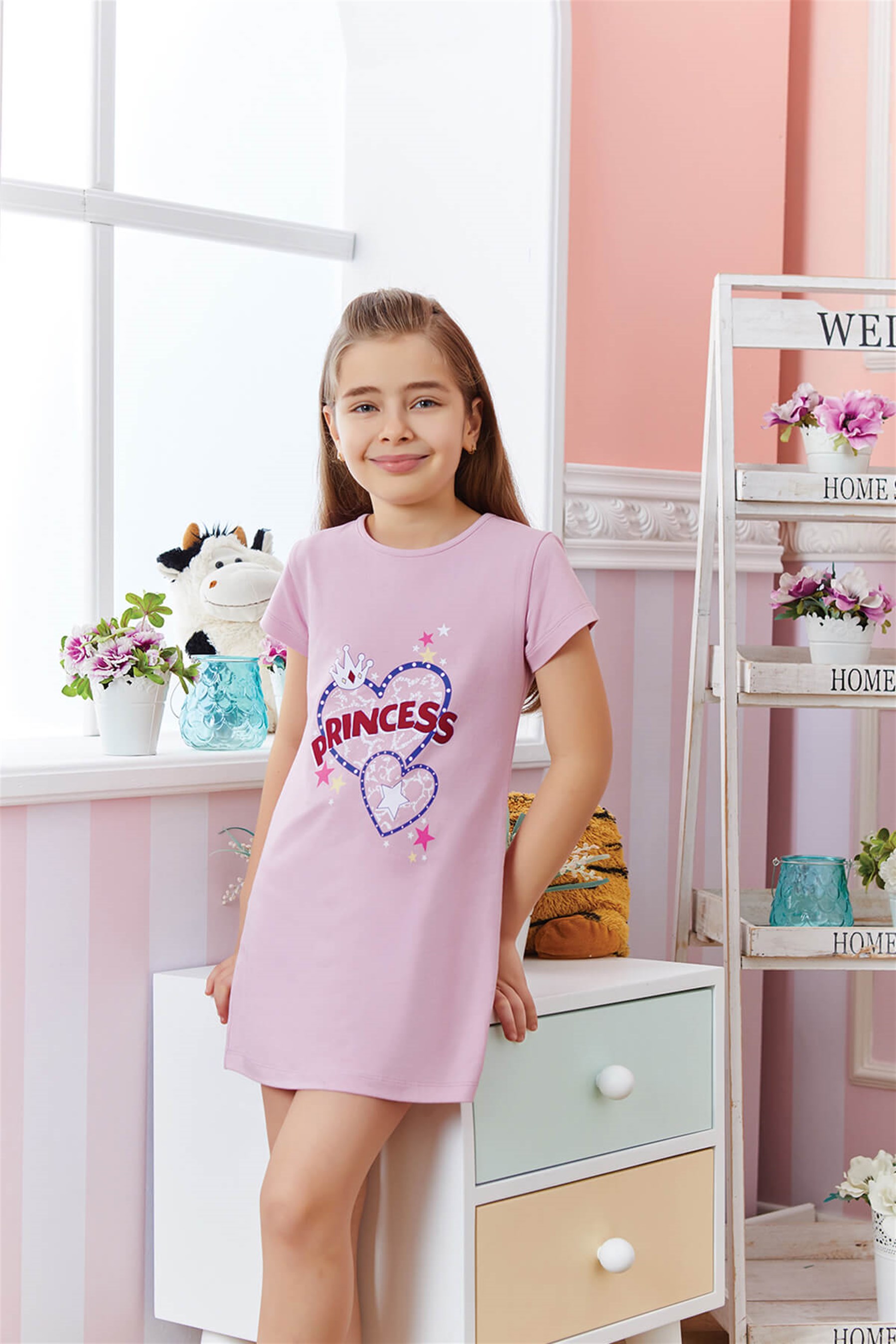 9279-253 Baykar Kız Çocuk Gecelık Füme