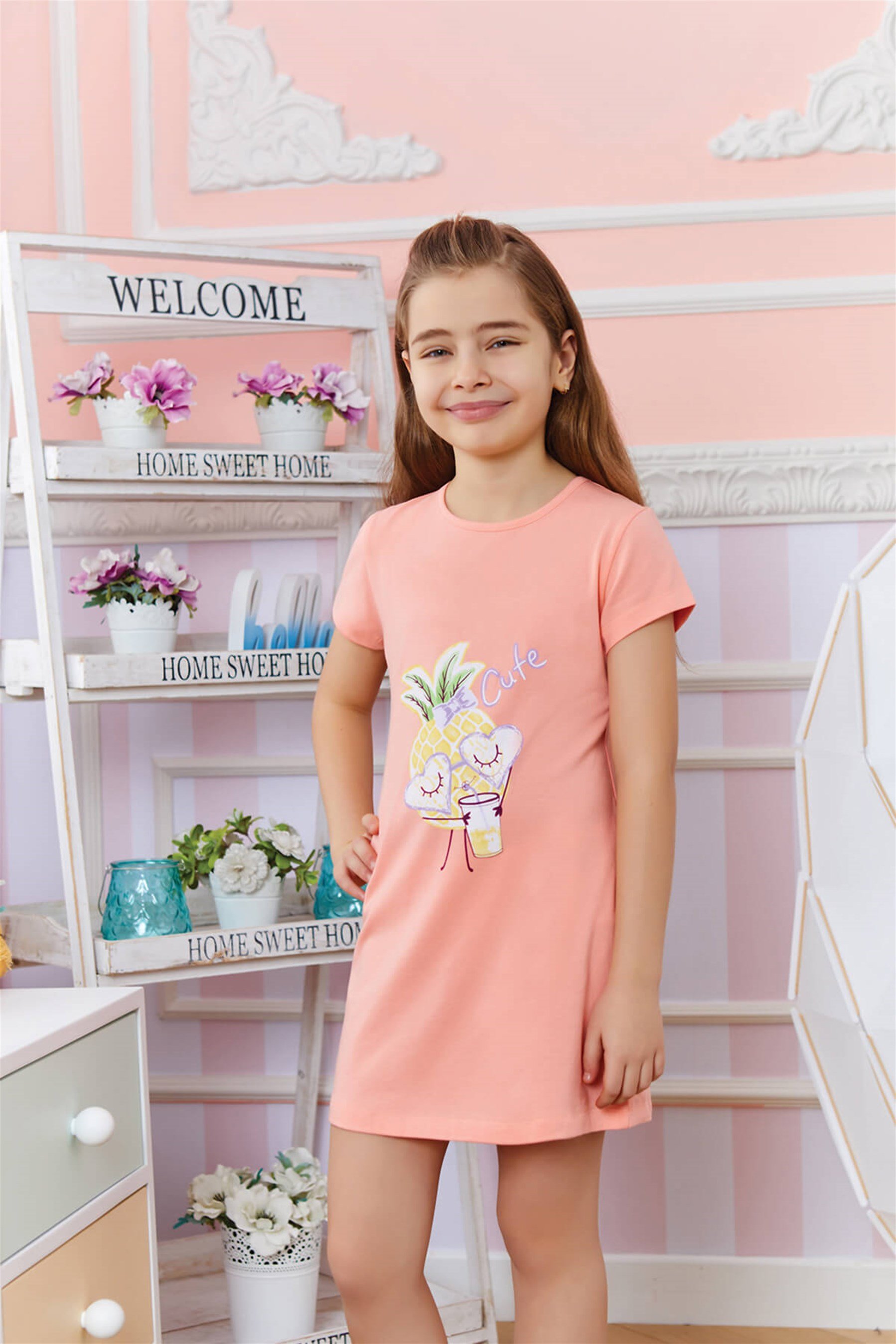 9280-575 Baykar Kız Çocuk Gecelık Açık Pembe