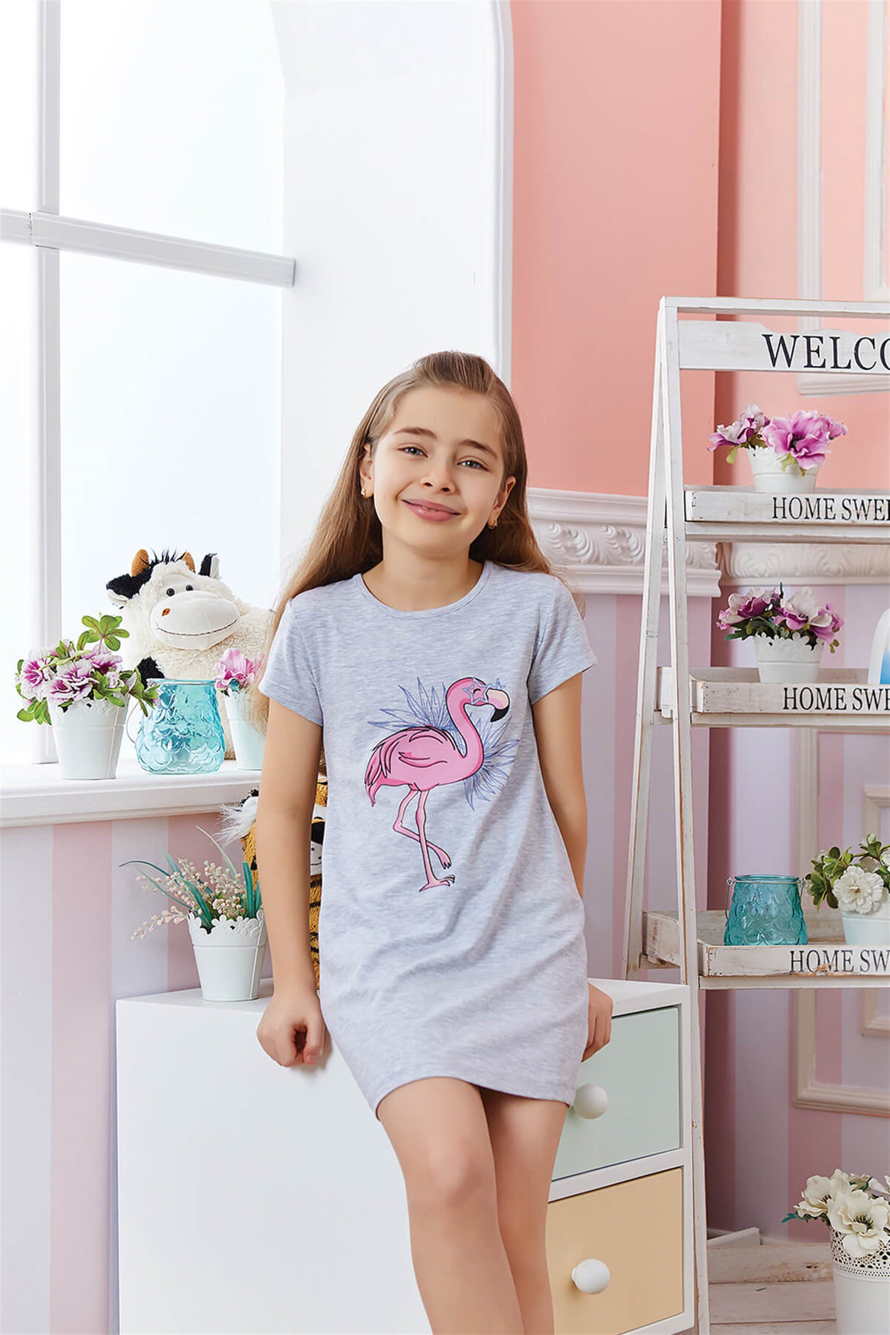 9281-220 Baykar Kız Çocuk Gecelık Gri