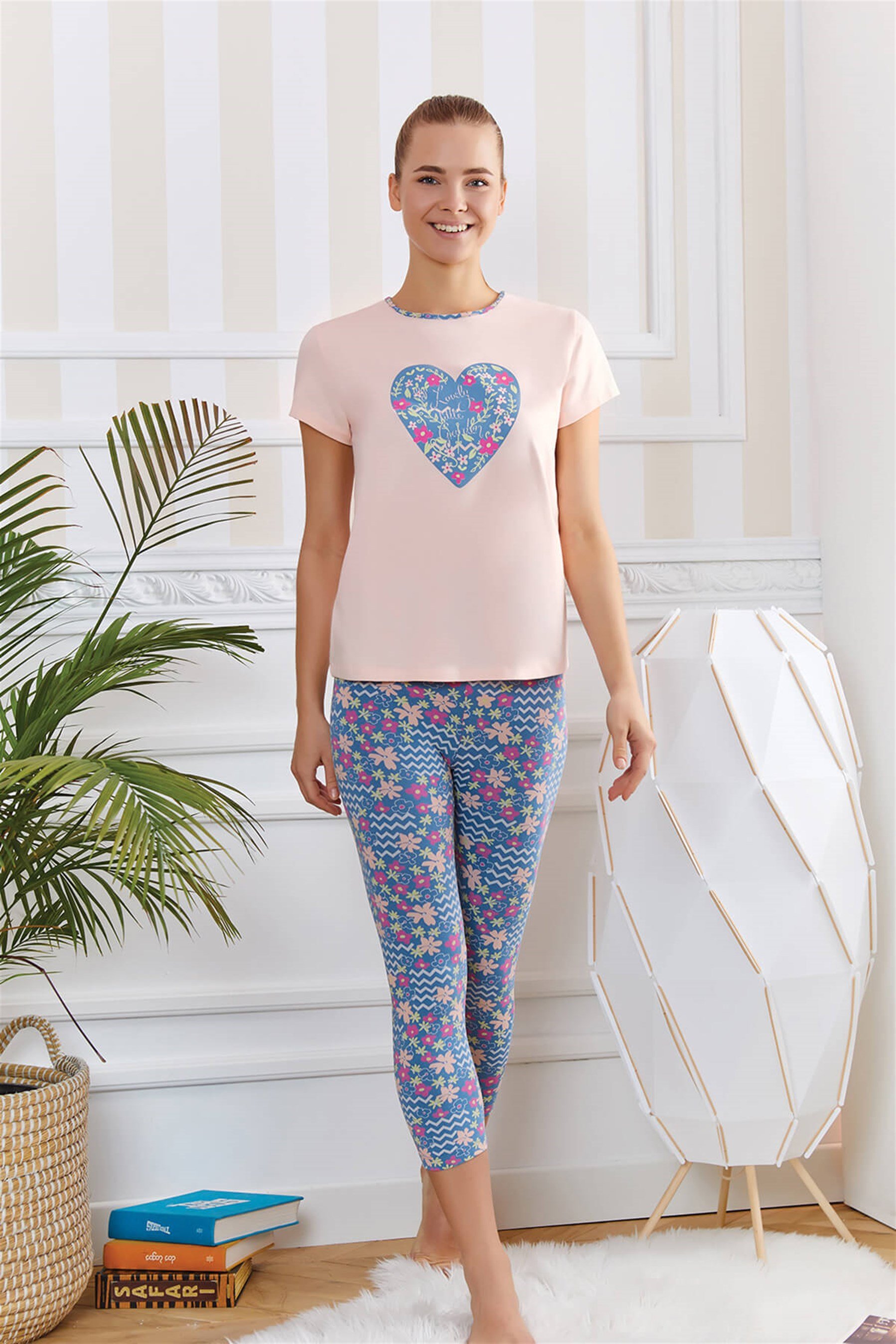 9286-226 Baykar Kız Çocuk Tayt Pijama Takımı Açık Pembe
