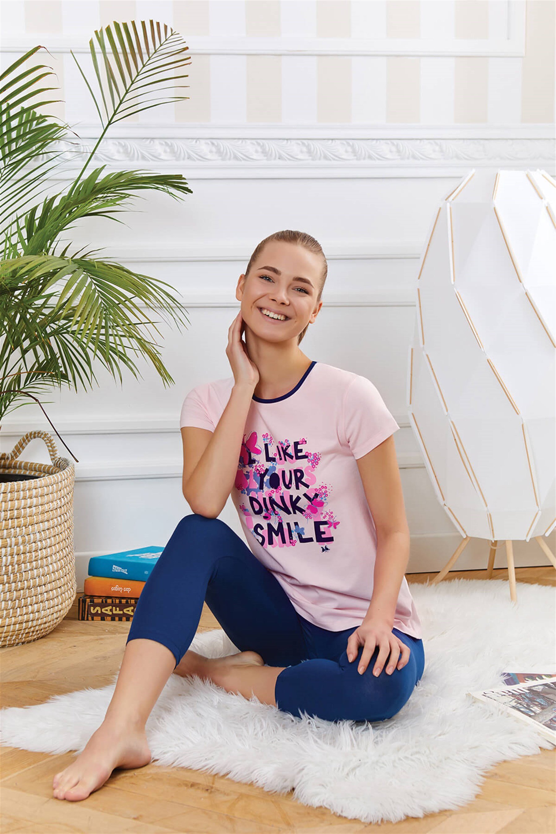 9288-248 Baykar Kız Çocuk Tayt Pijama Takımı Açık Pembe