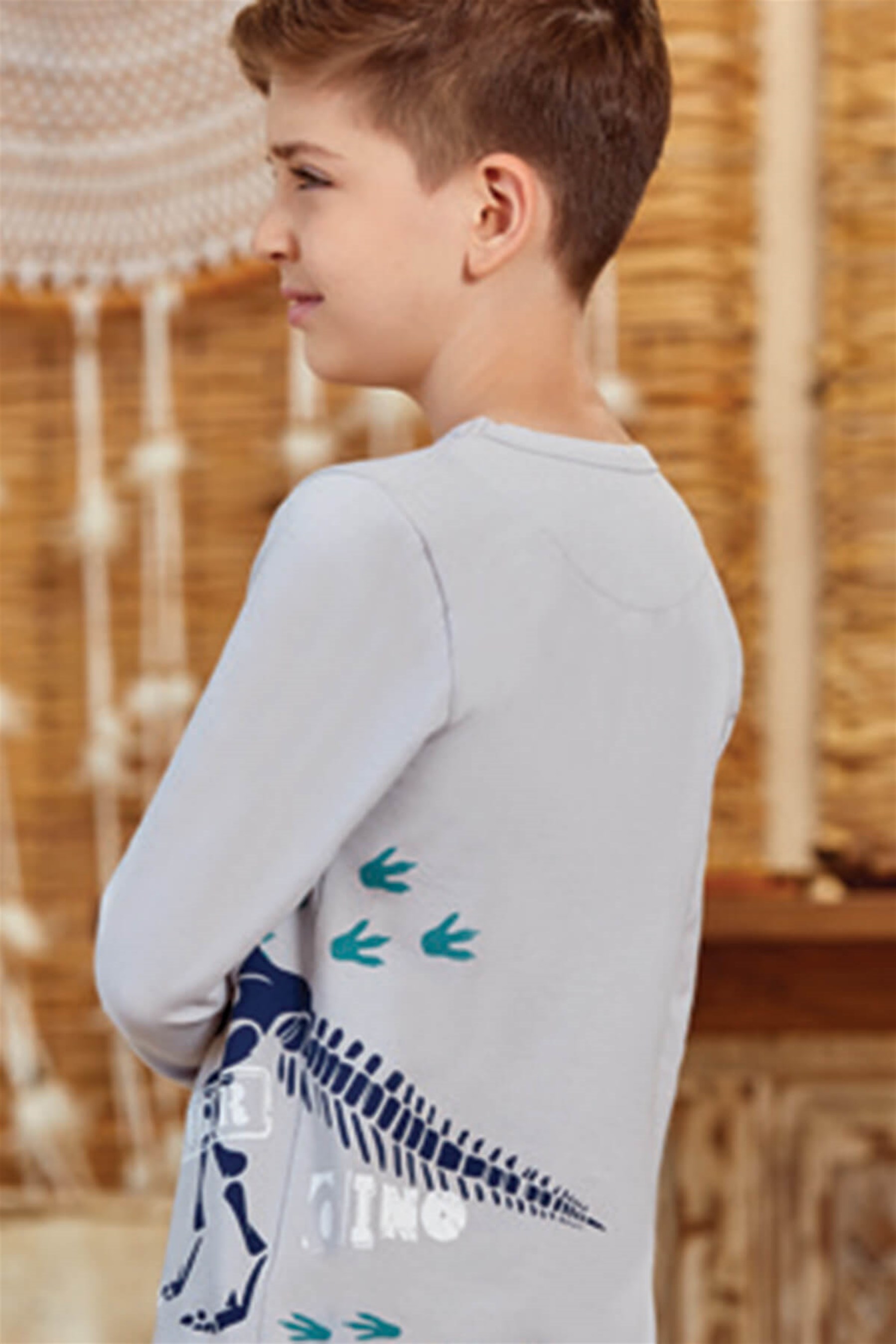 9600 Erkek Çocuk Pijama Takımı Gri