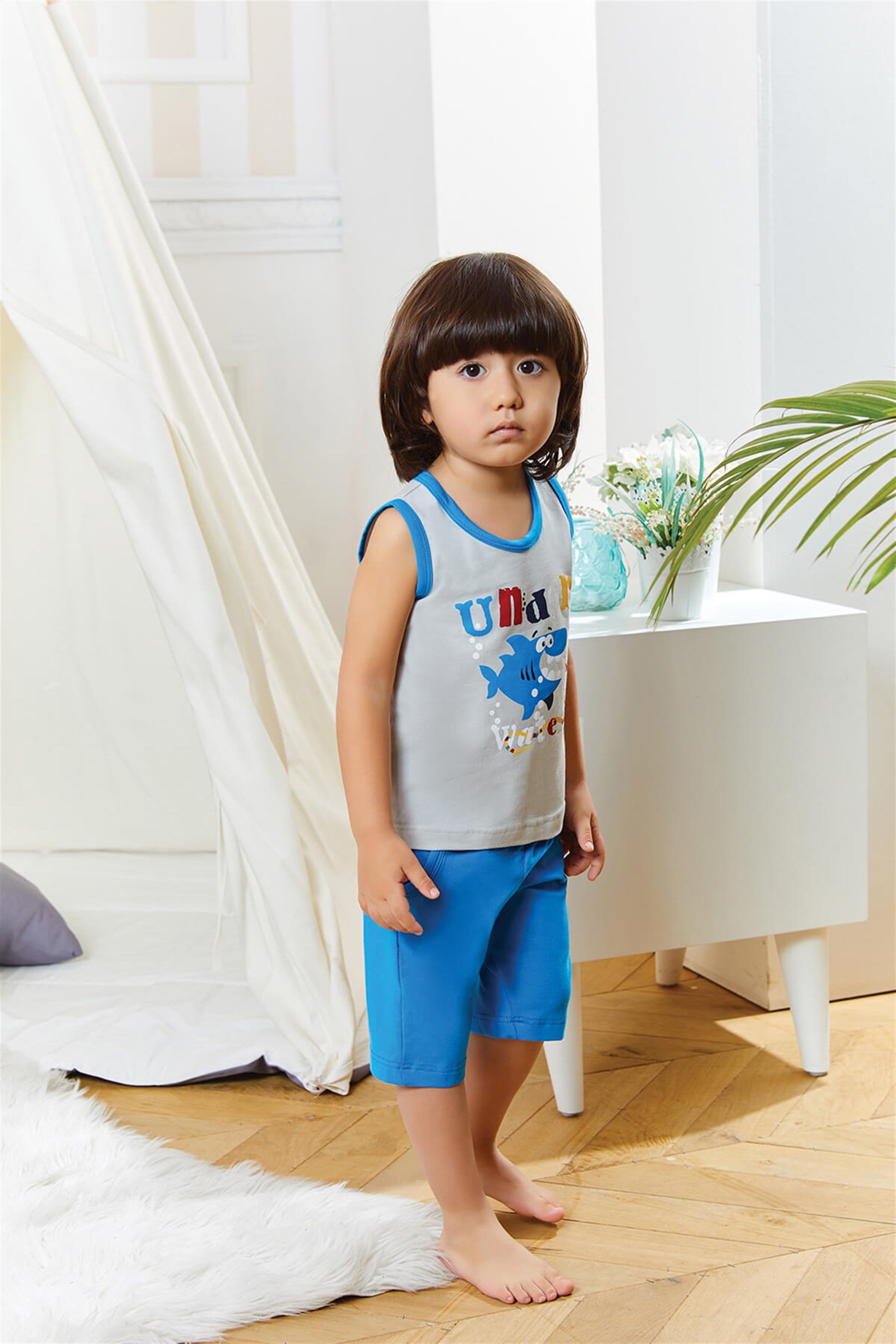 9727-167 Baykar Erkek Çocuk Kapr Pijama Takımı Mavi