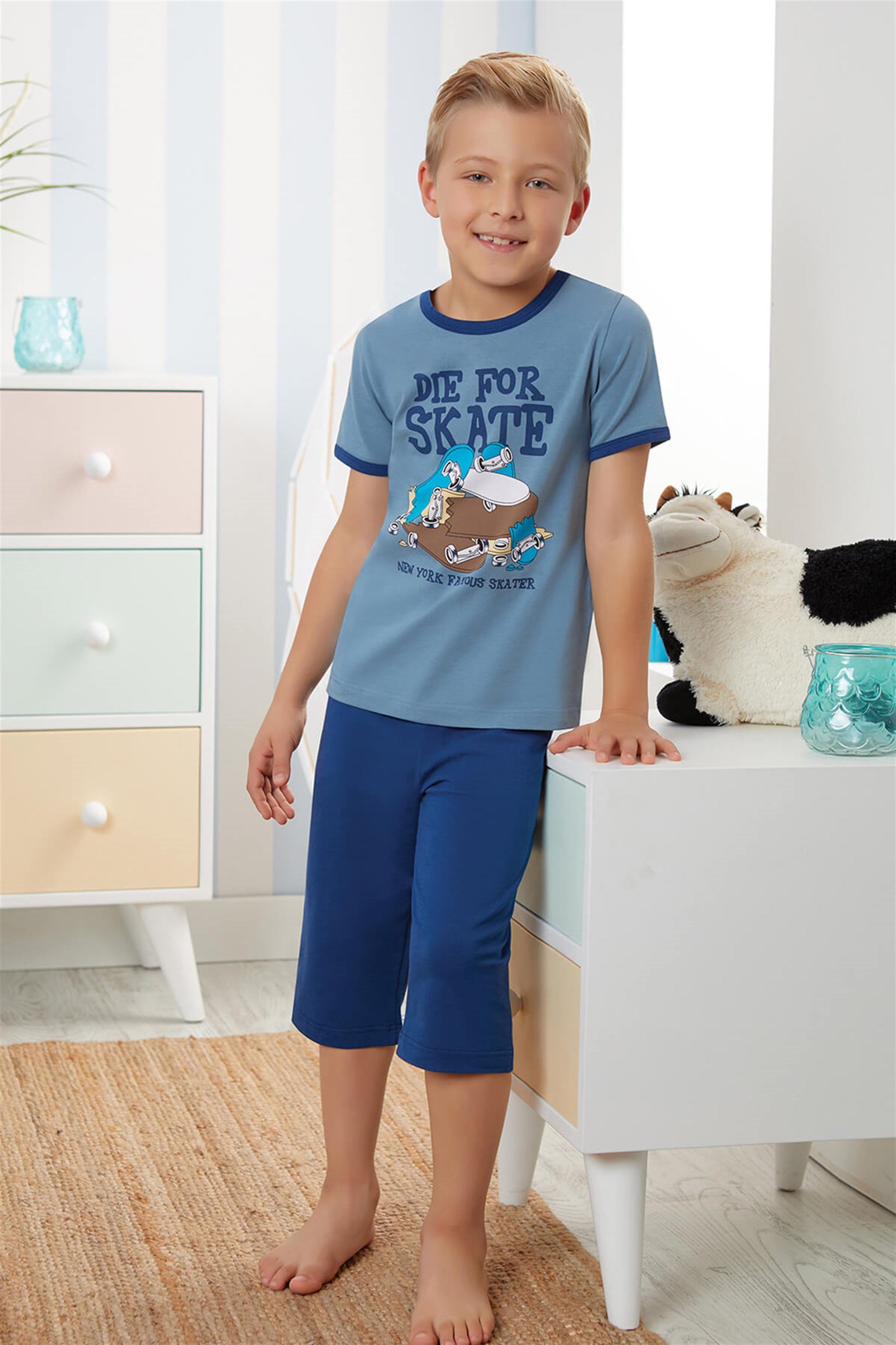 9732-653 Baykar Erkek Çocuk Kapr Pijama Takımı Lacivert
