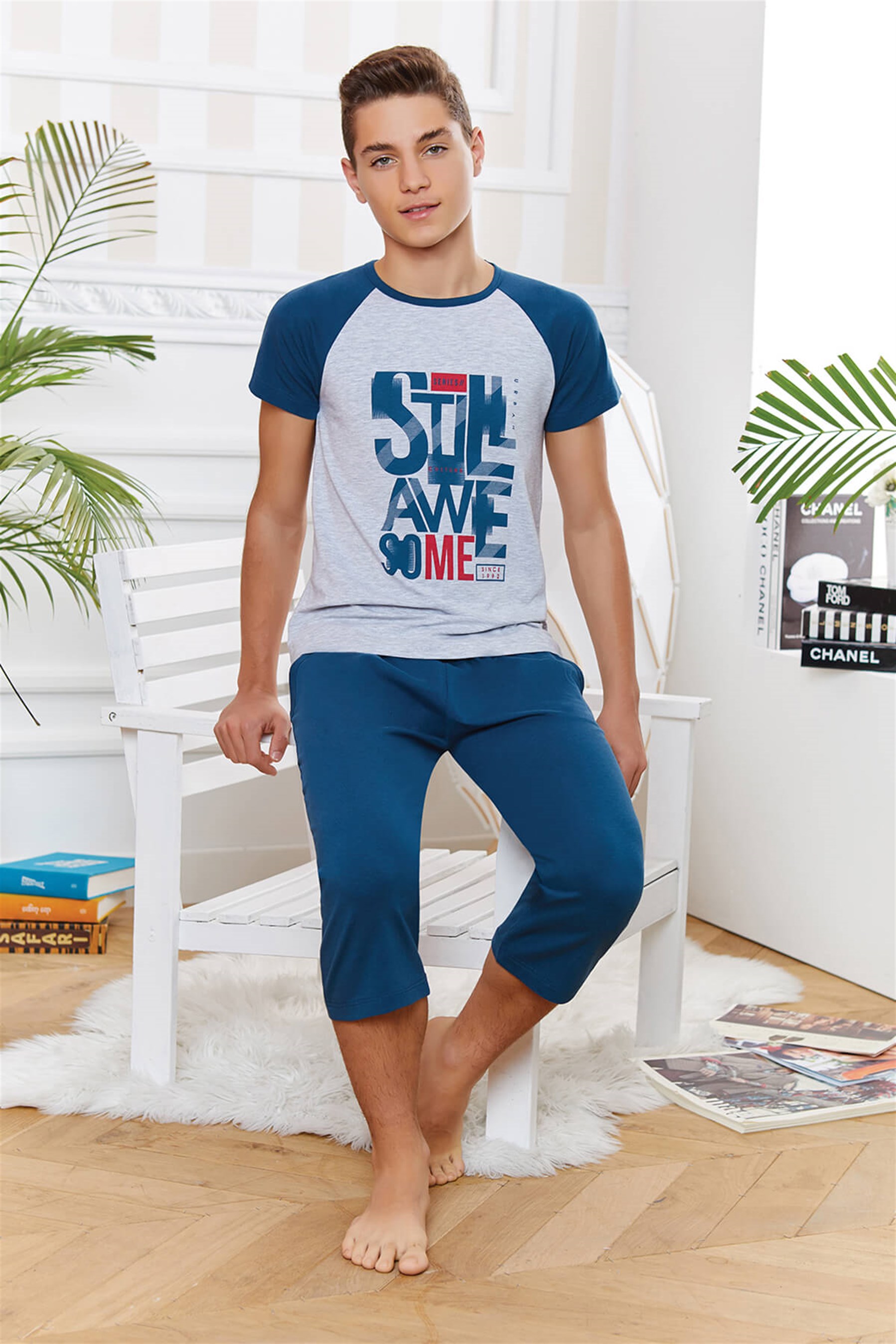 9744-220 Baykar Erkek Çocuk Kapr Pijama Takımı Füme