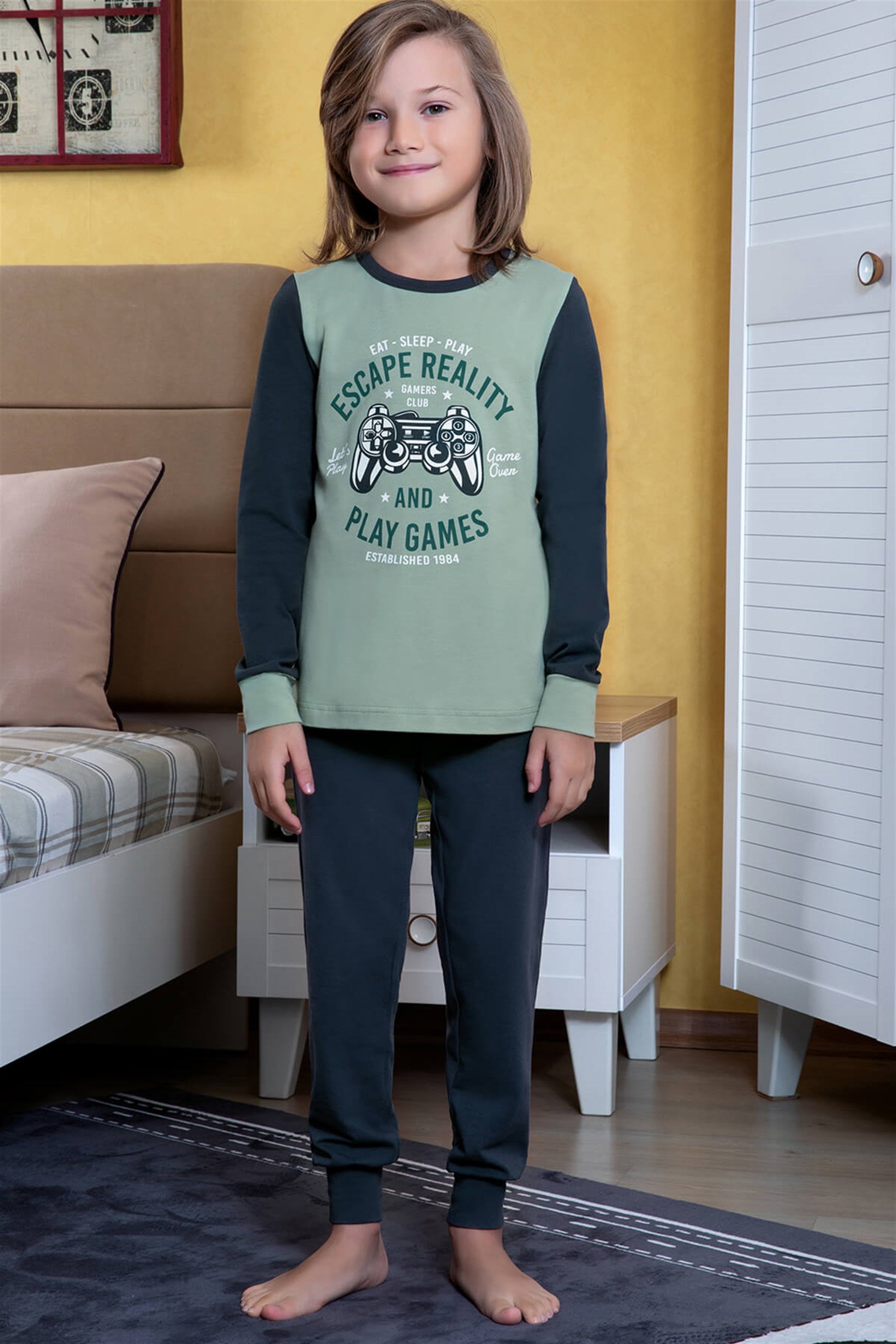 9752-499 Baykar Erkek Çocuk Pijama Takımı Yeşil