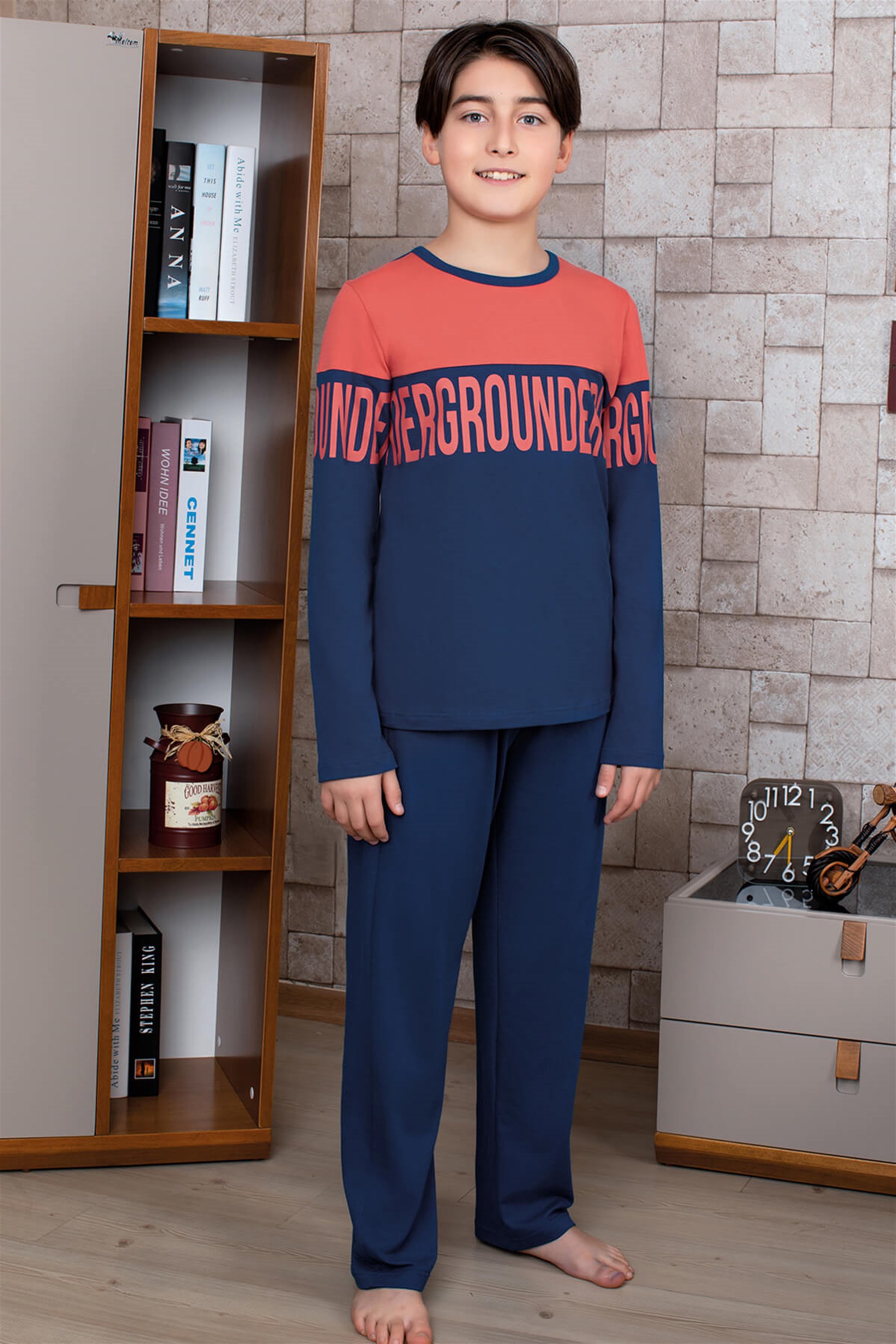 9756-415 Baykar Erkek Çocuk Pijama Takımı Turuncu