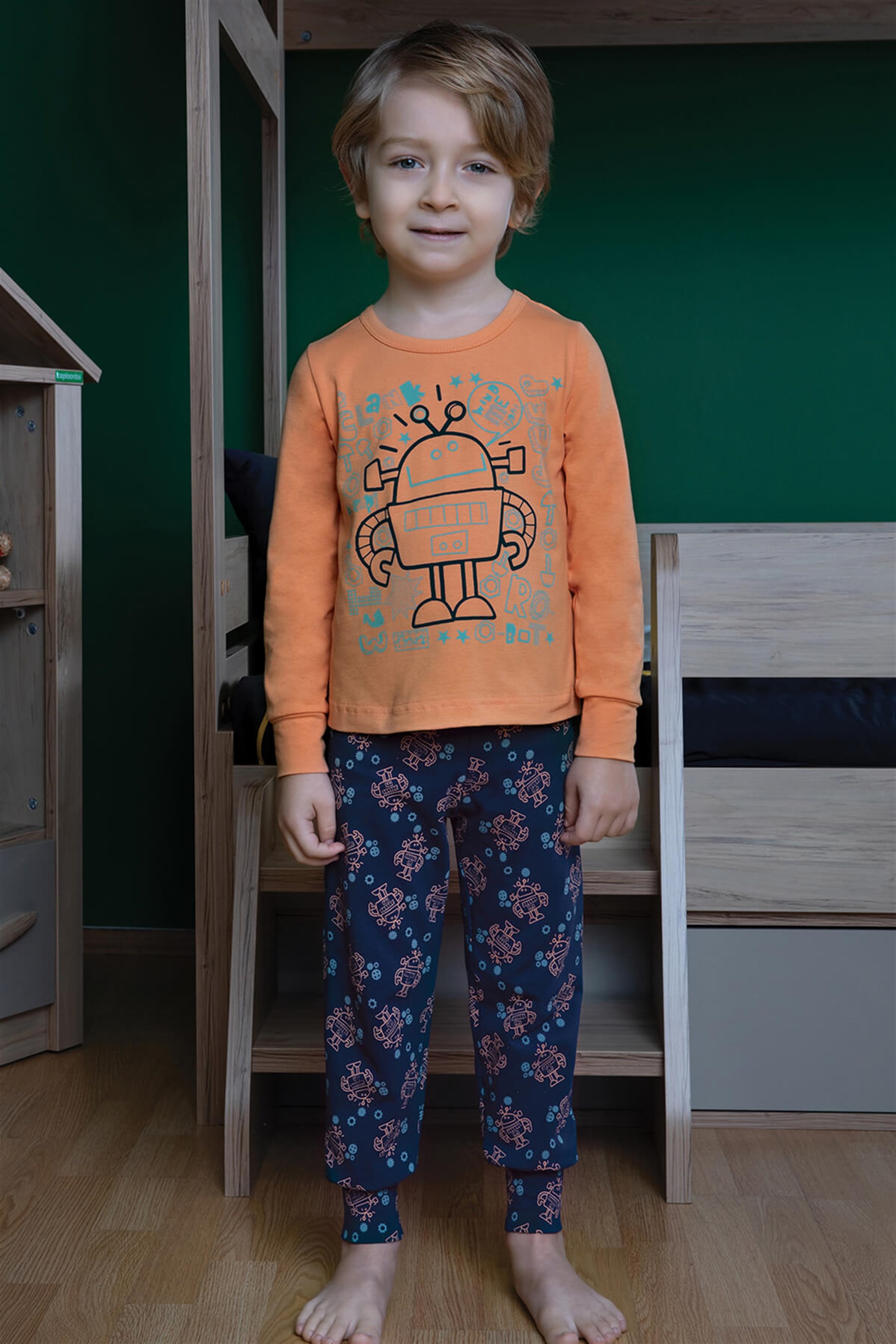 9773-415 Baykar Erkek Çocuk Pijama Takımı Turuncu