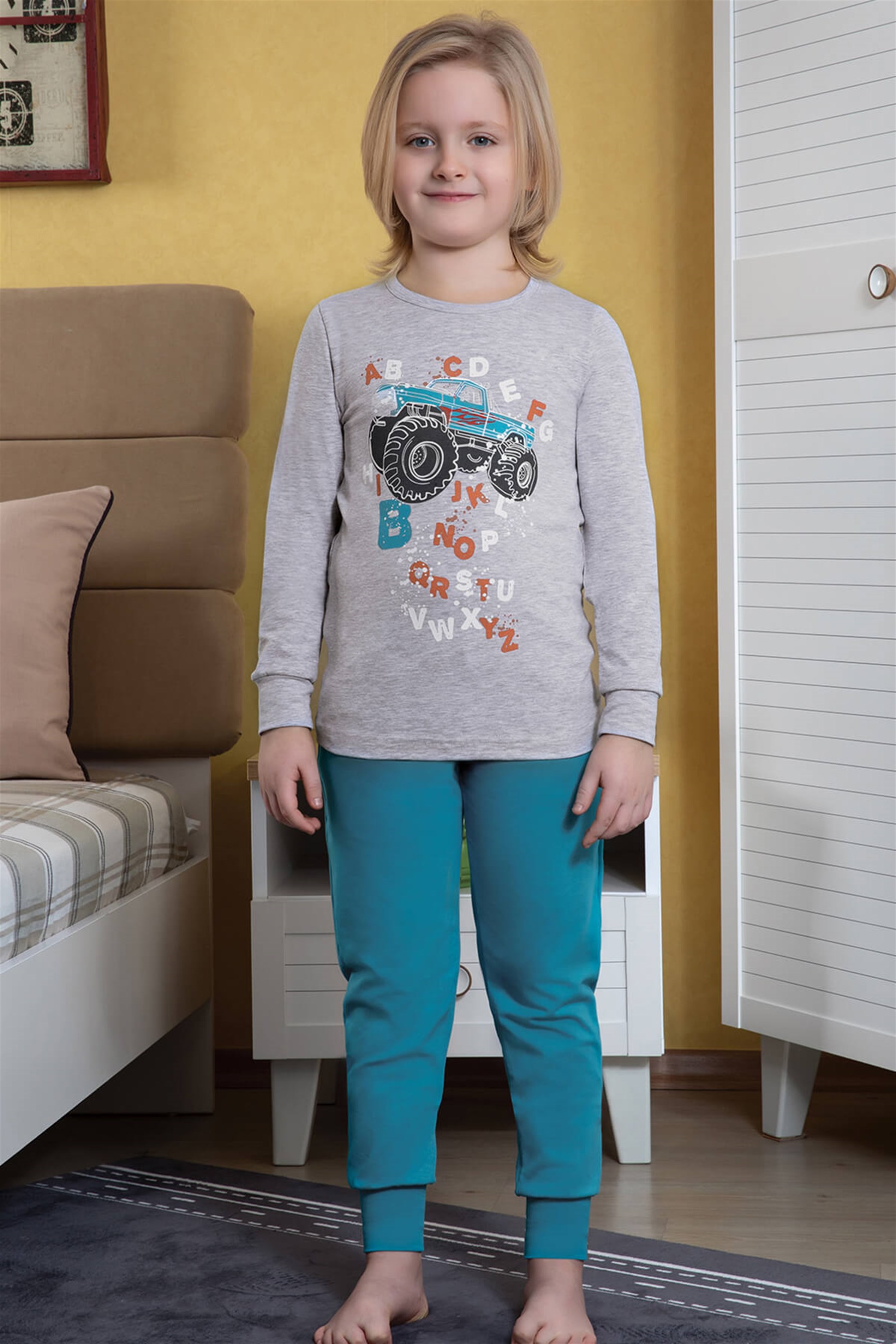 9774-220 Baykar Erkek Çocuk Pijama Takımı Gri