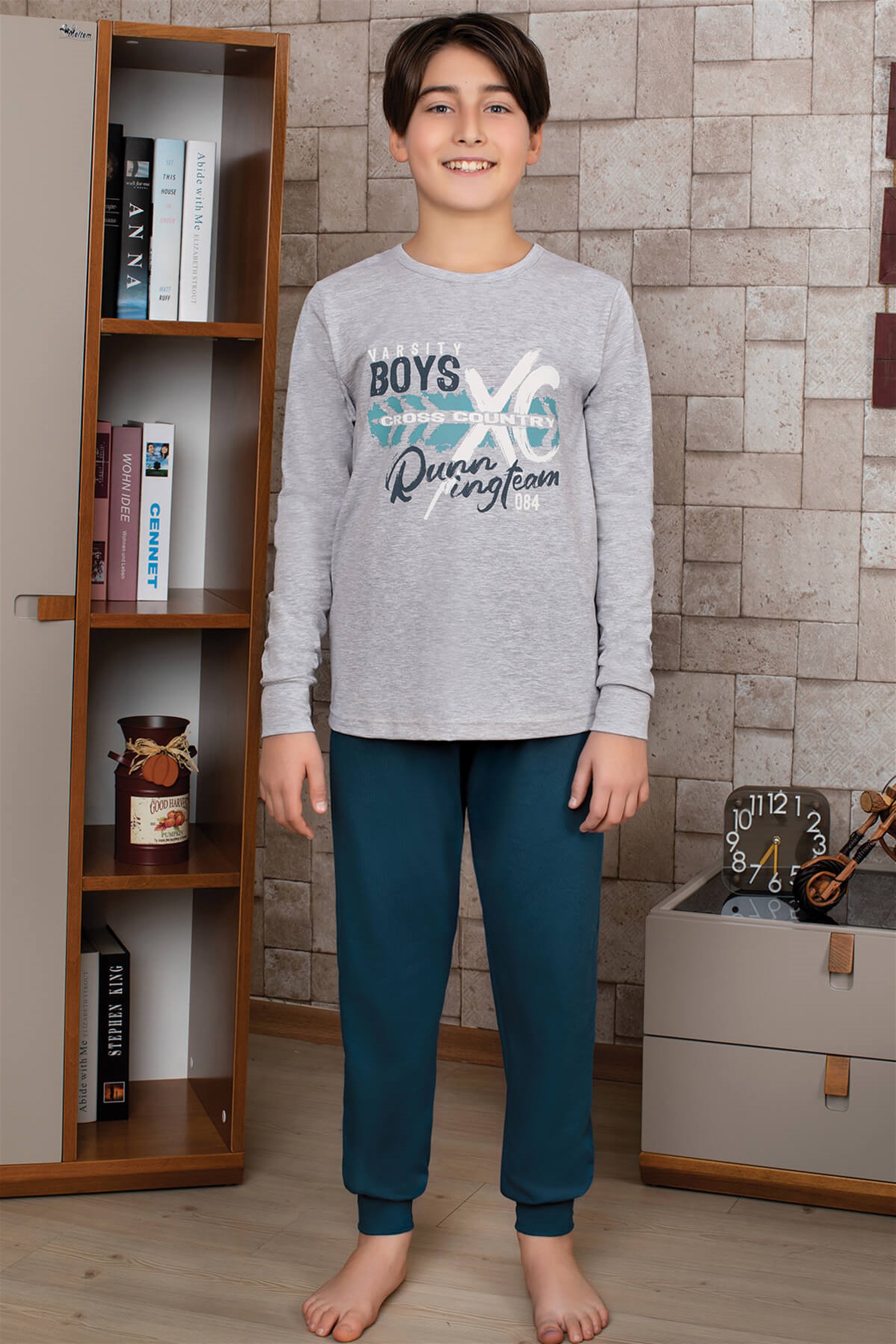 9776-220 Baykar Erkek Çocuk Pijama Takımı Gri