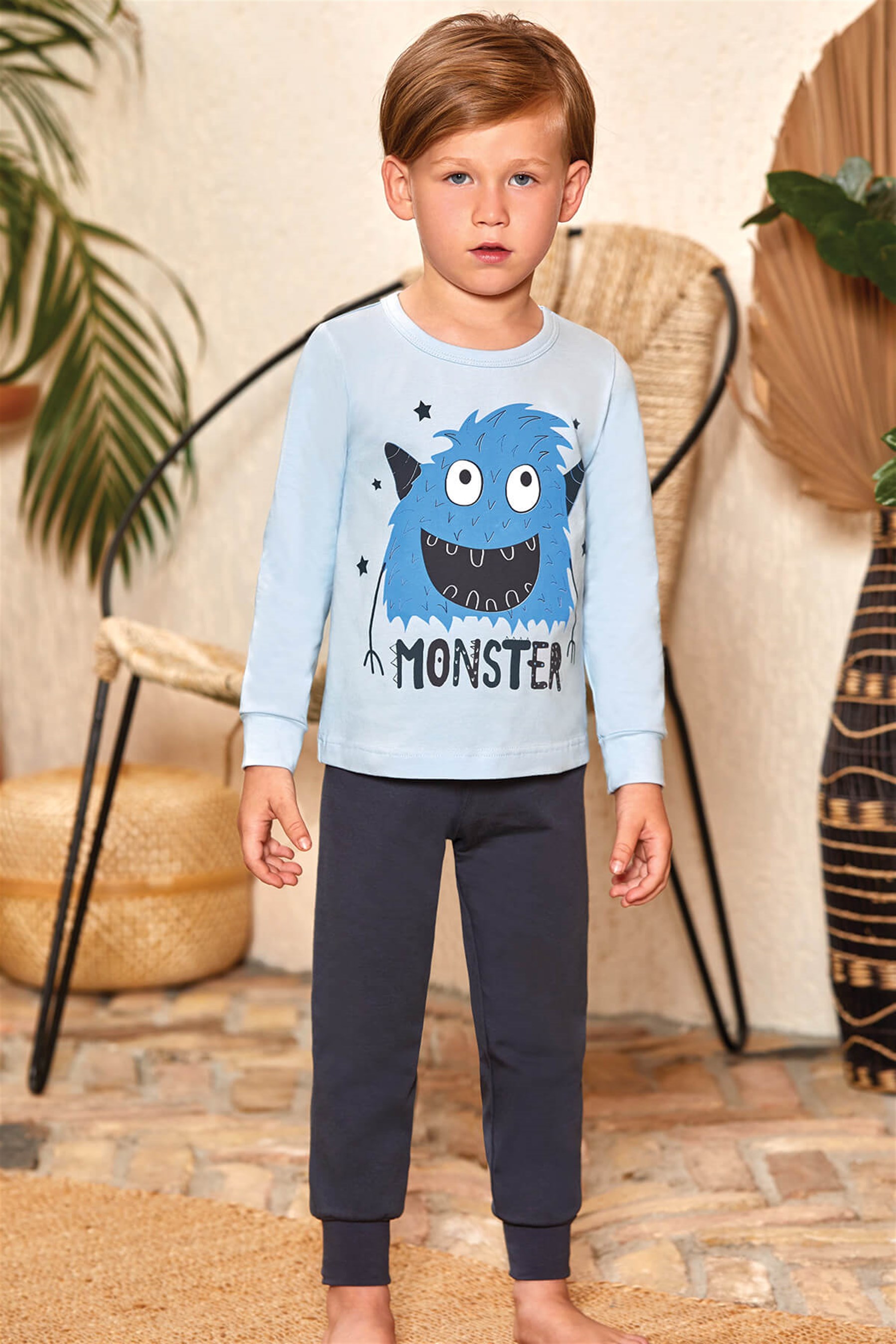 9780 Erkek Çocuk Pijama Takımı Mavi