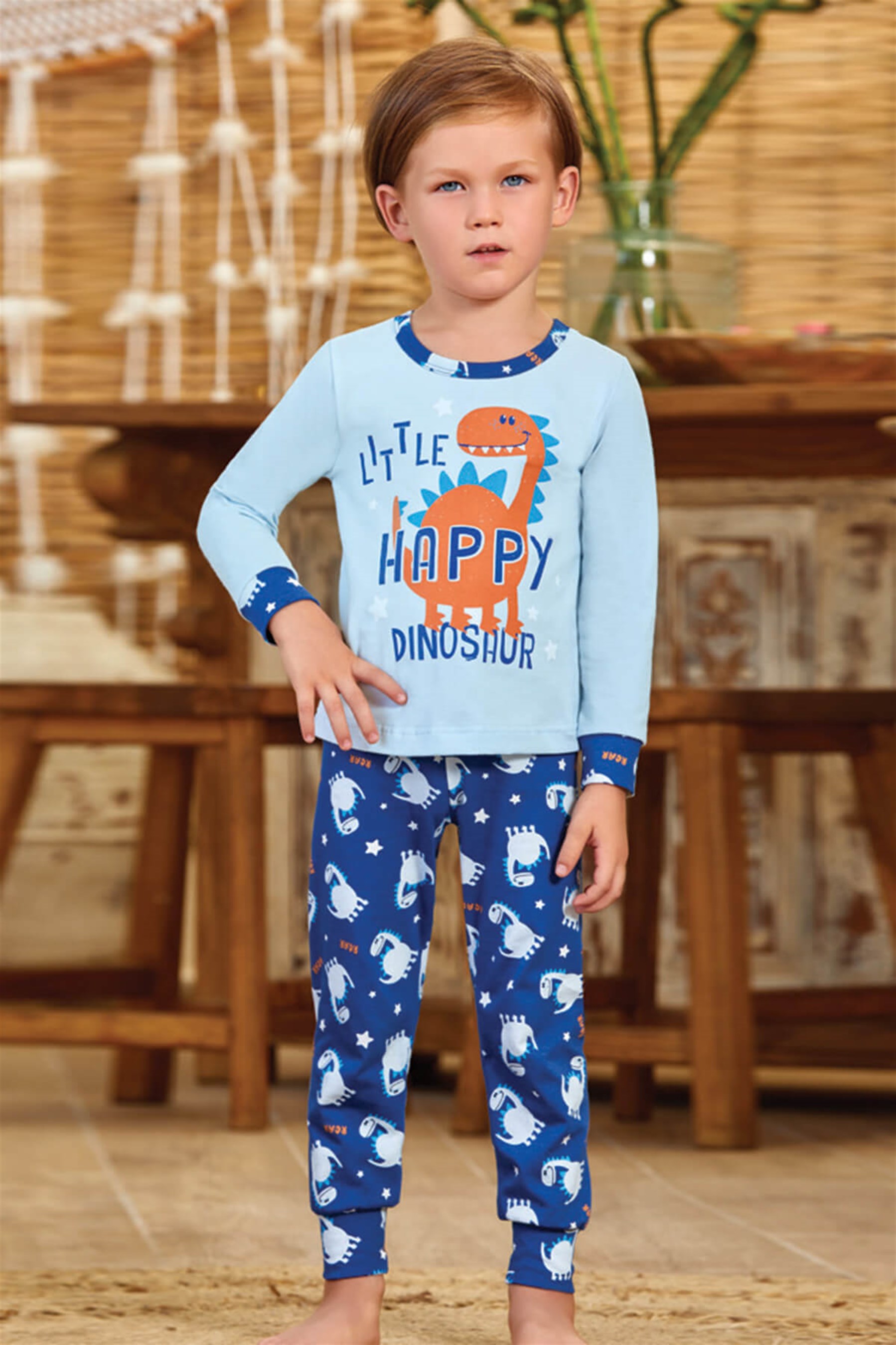 9781 Erkek Çocuk Pijama Takımı Mavi