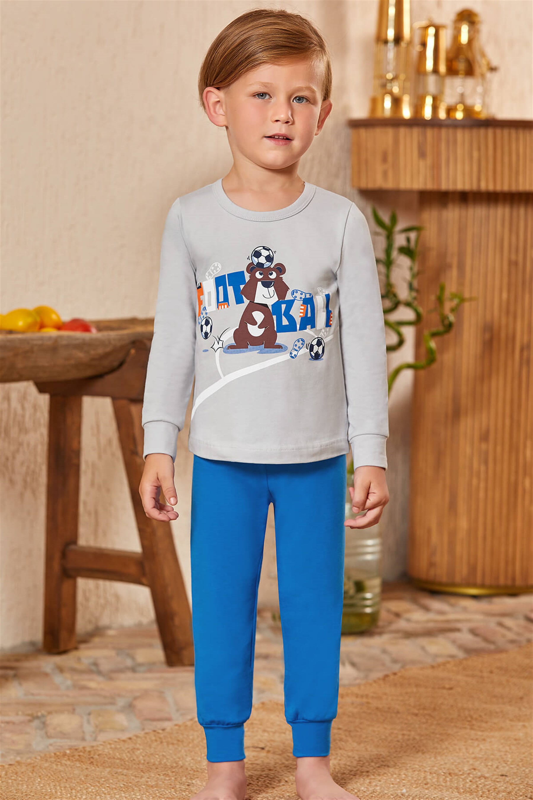 9782 Erkek Çocuk Pijama Takımı Turkuaz