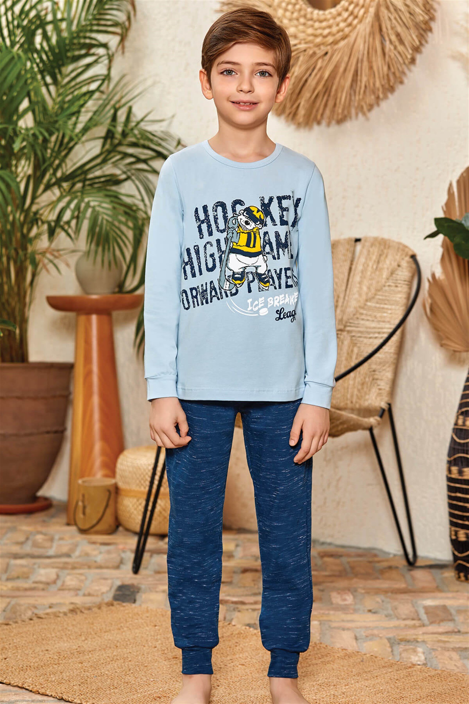 9788 Erkek Çocuk Pijama Takımı Mavi