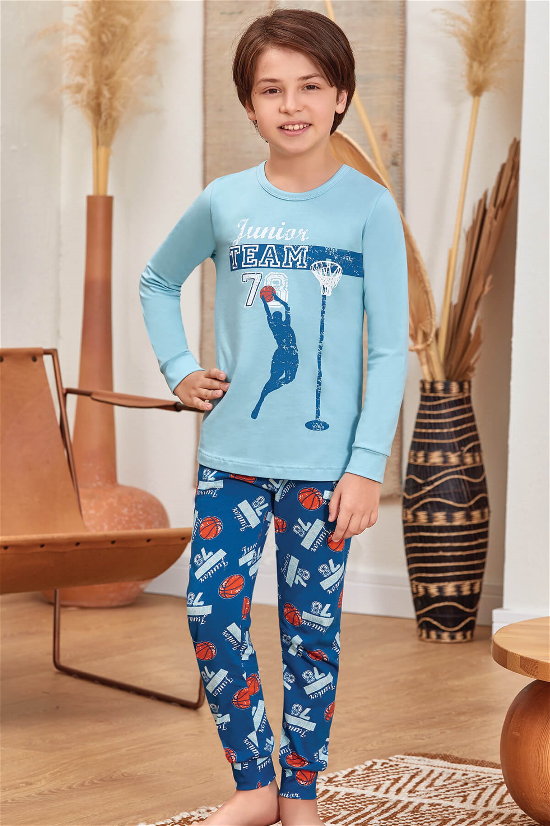 9789 Erkek Çocuk Pijama Takımı Mavi