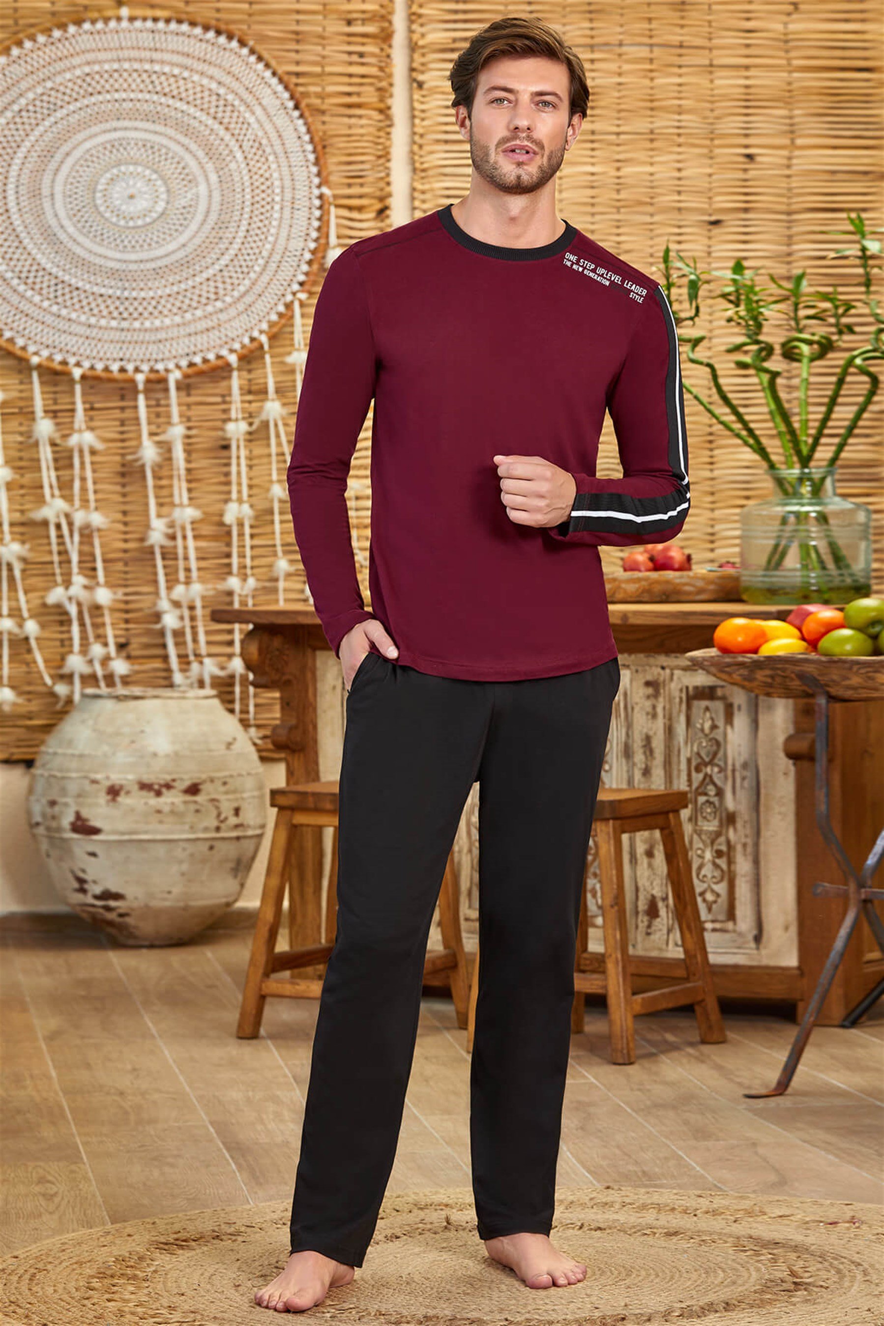 9840 Baykar Erkek Pijama Takımı Bordo