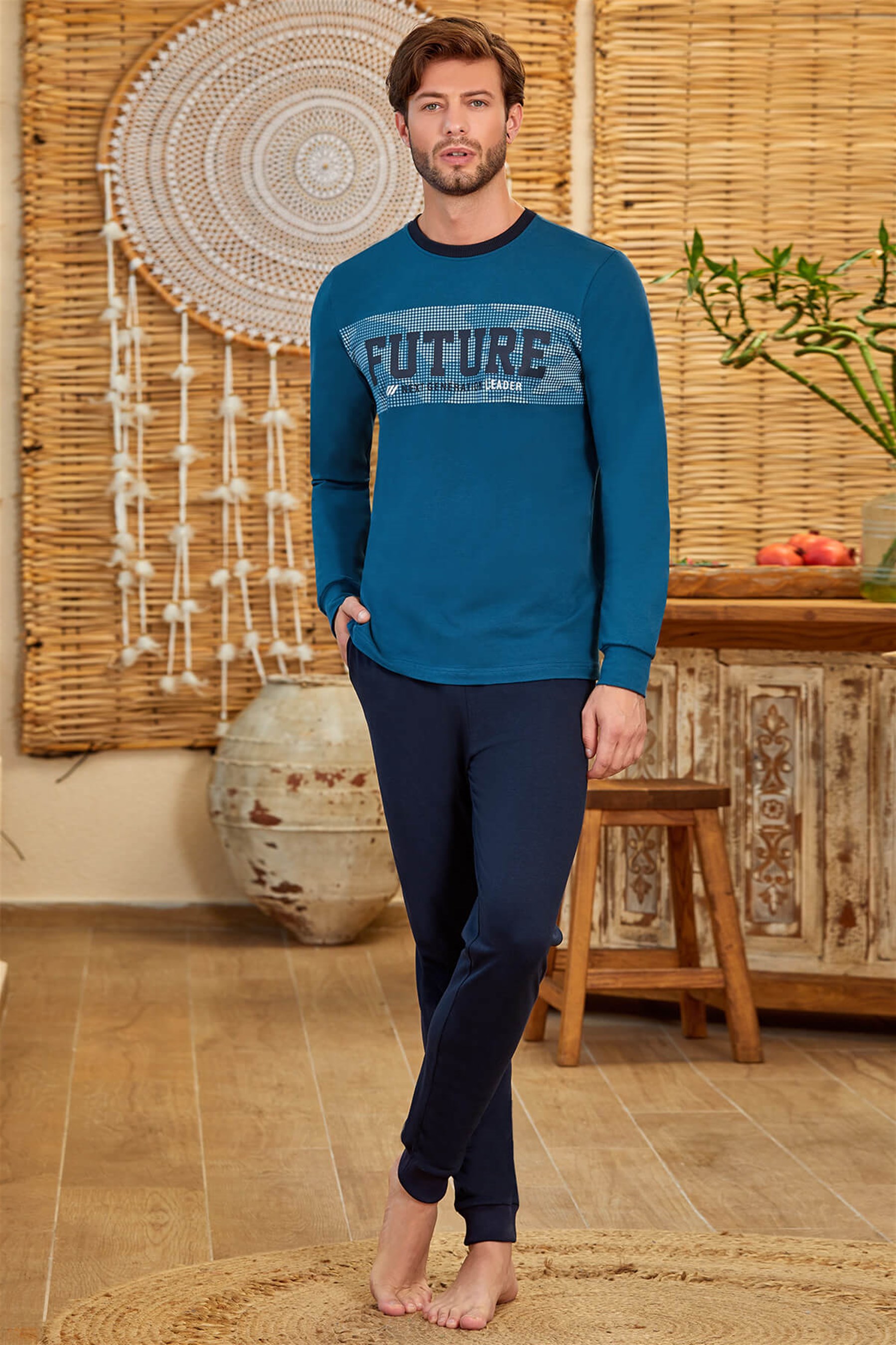 9842 Baykar Erkek Pijama Takımı Petrol Mavisi