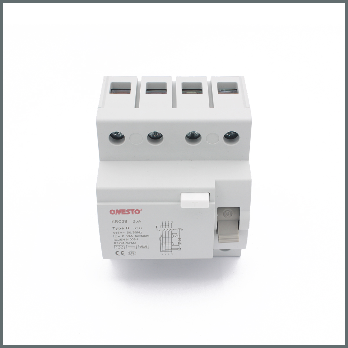 25A B Tipi RCCB (3P+N) 30mA Scc:6kA 
