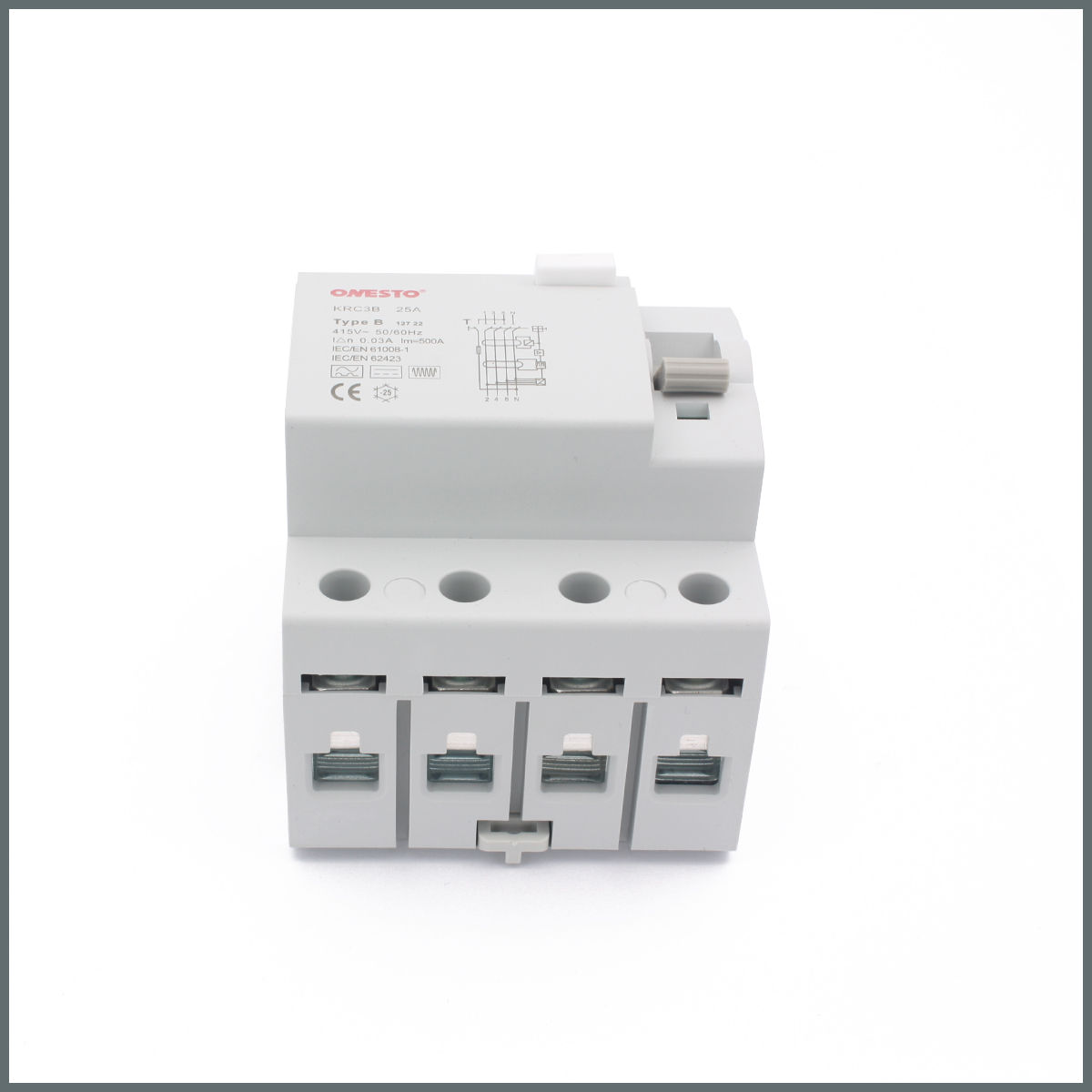 25A B Tipi RCCB (3P+N) 30mA Scc:6kA 
